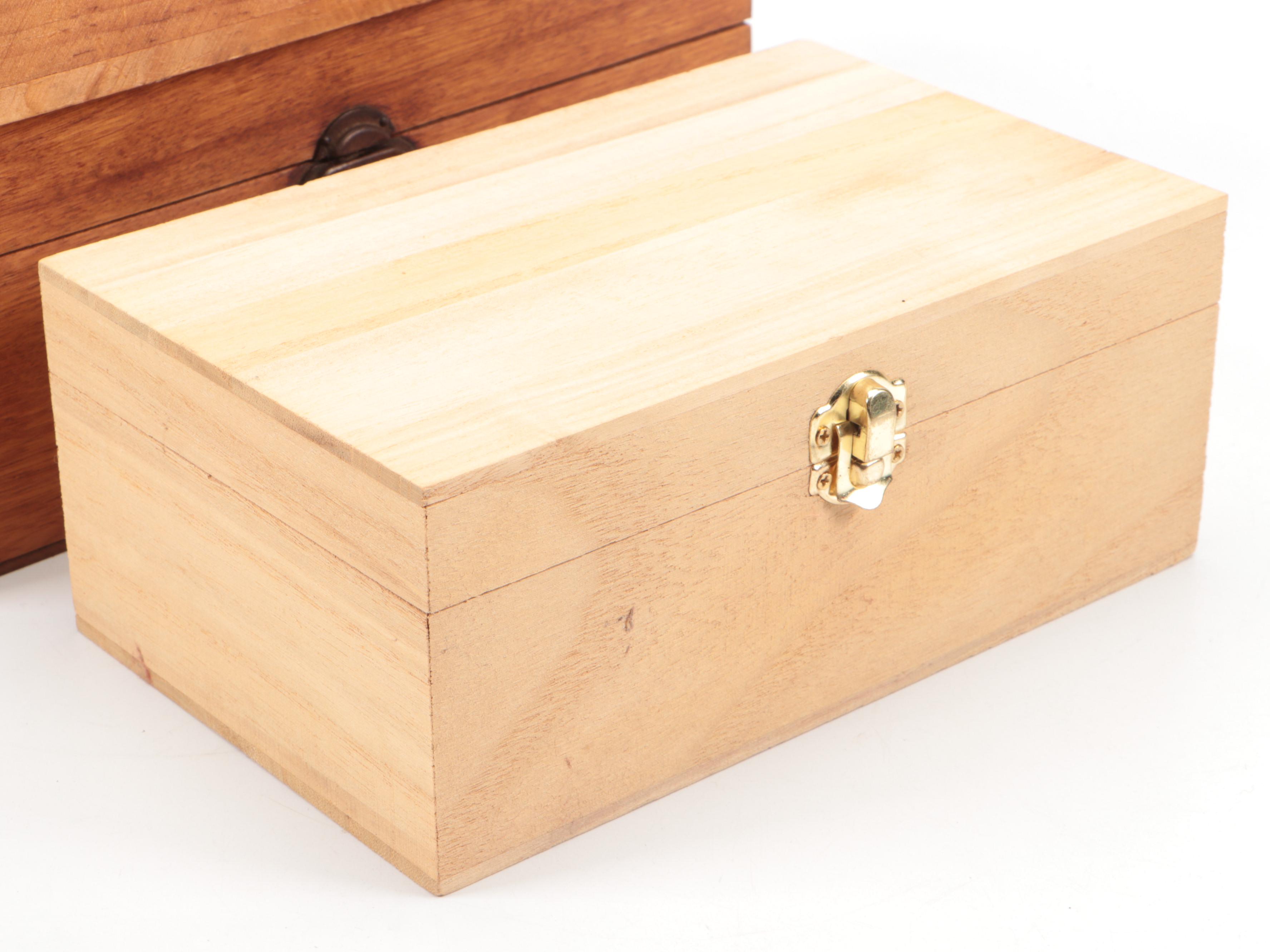 Wm. H Haskell Wood Nut Box with Faux Leather Box and More