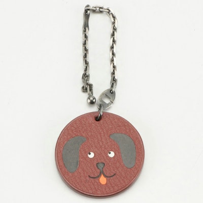Hermès Leather Dog Charm with Sterling Chain