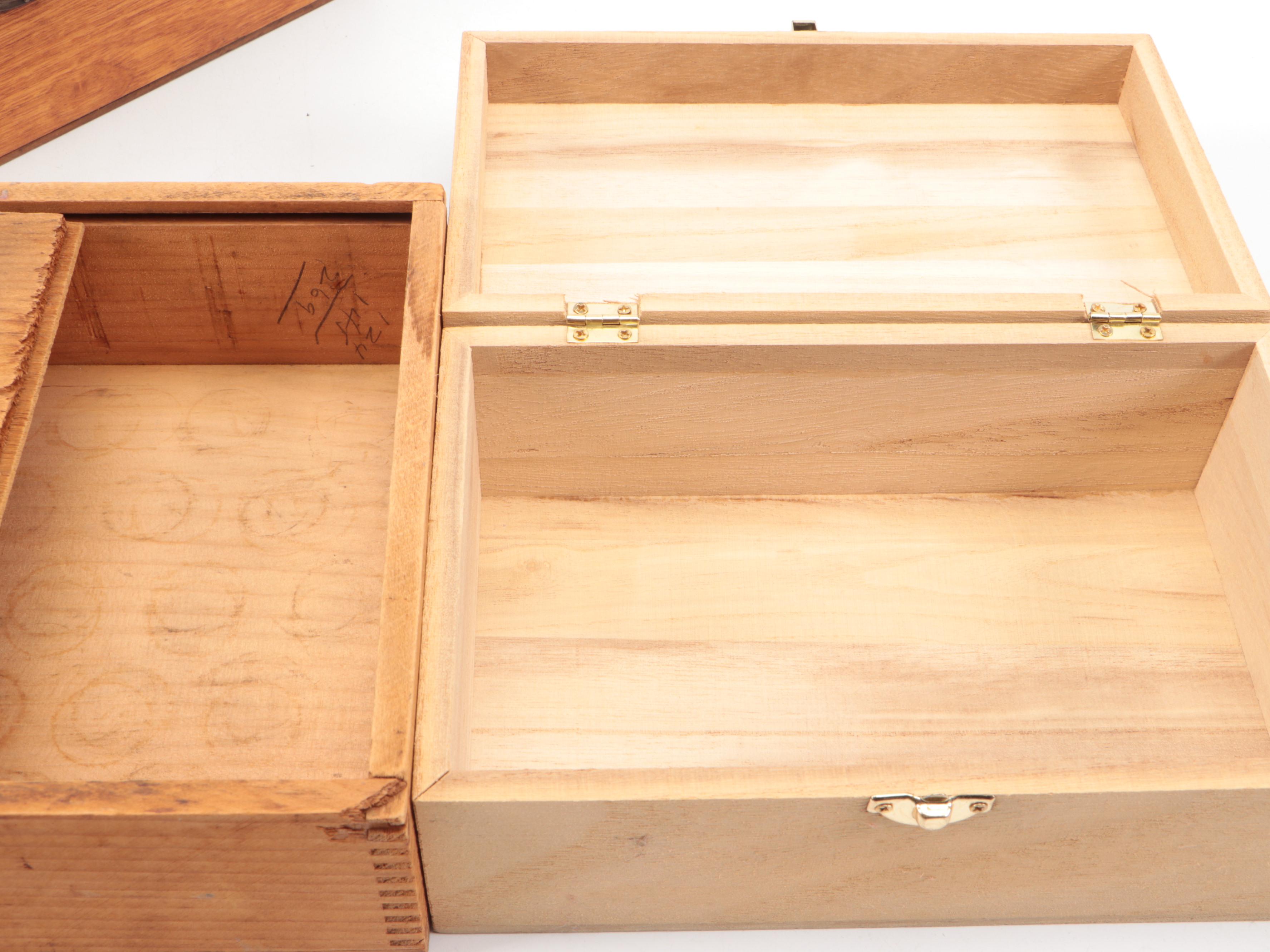Wm. H Haskell Wood Nut Box with Faux Leather Box and More