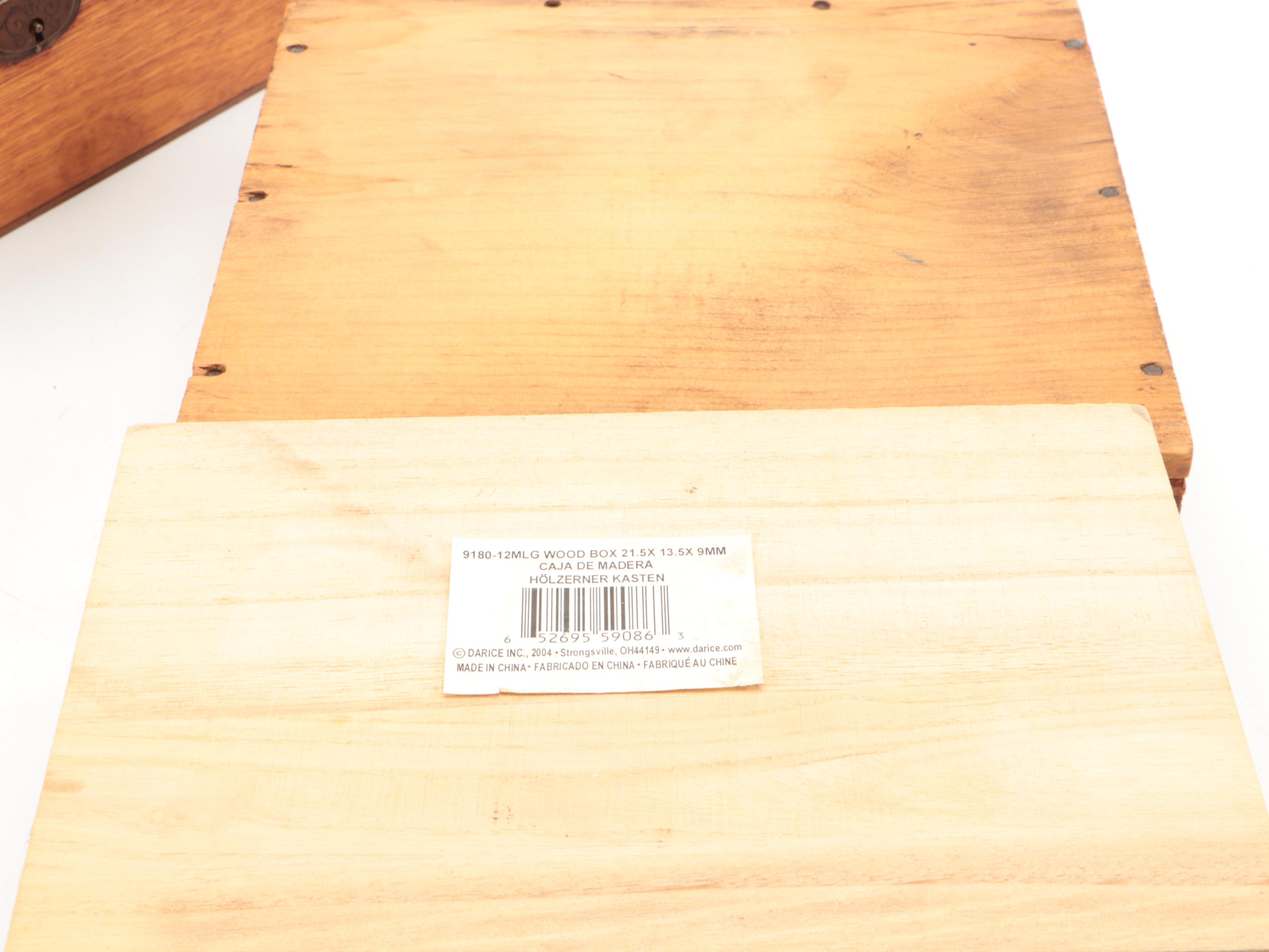 Wm. H Haskell Wood Nut Box with Faux Leather Box and More