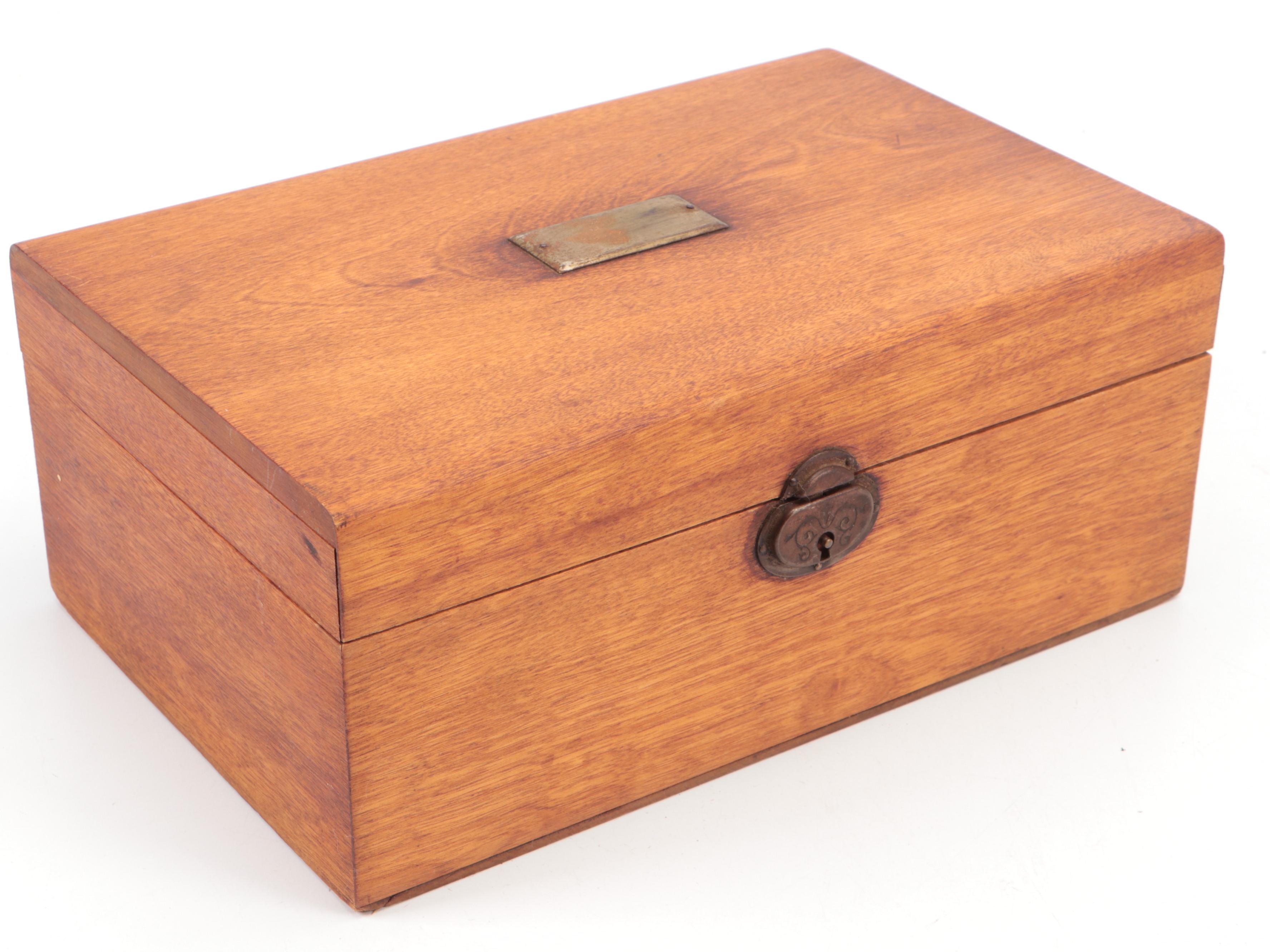 Wm. H Haskell Wood Nut Box with Faux Leather Box and More