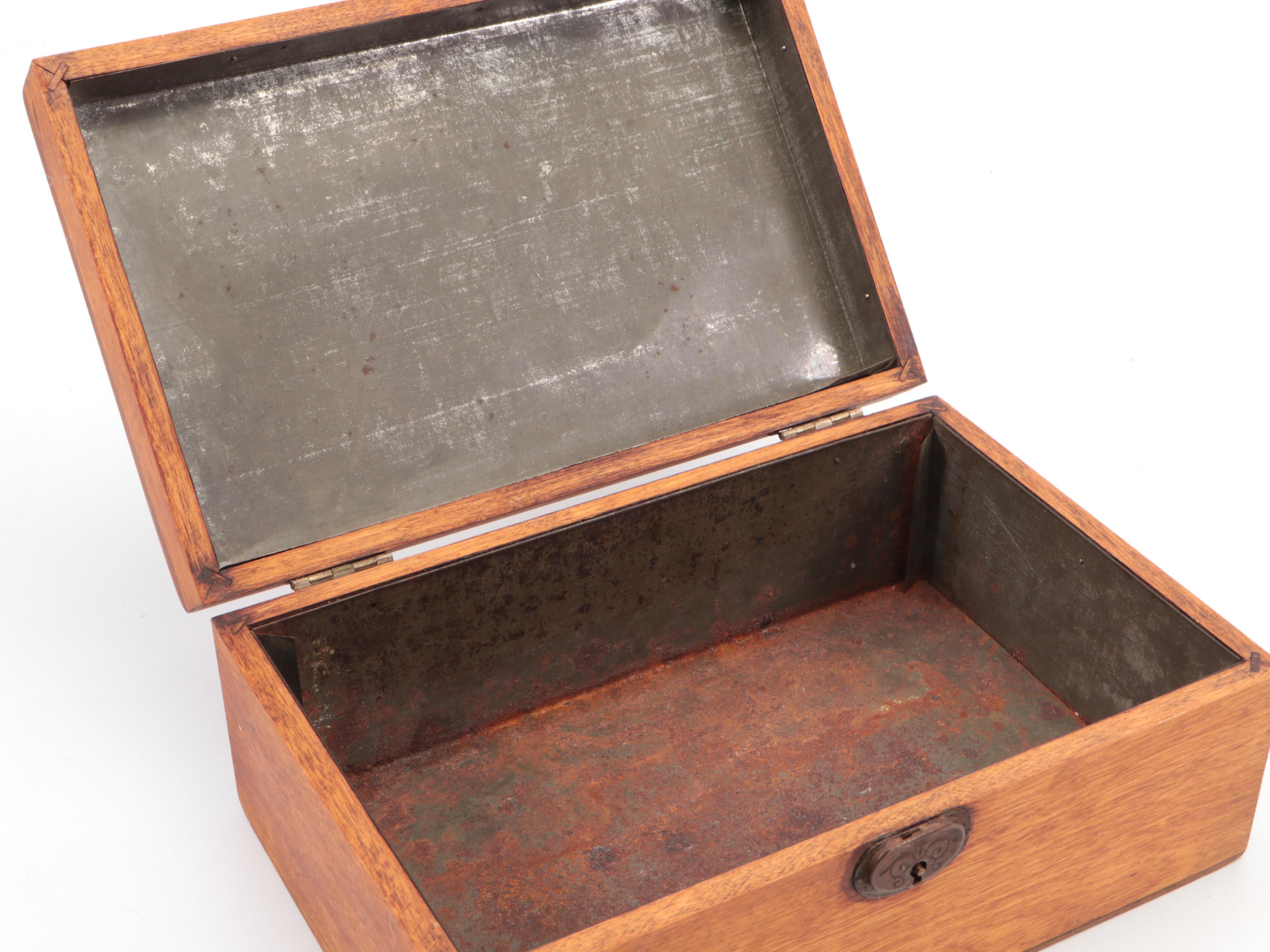 Wm. H Haskell Wood Nut Box with Faux Leather Box and More