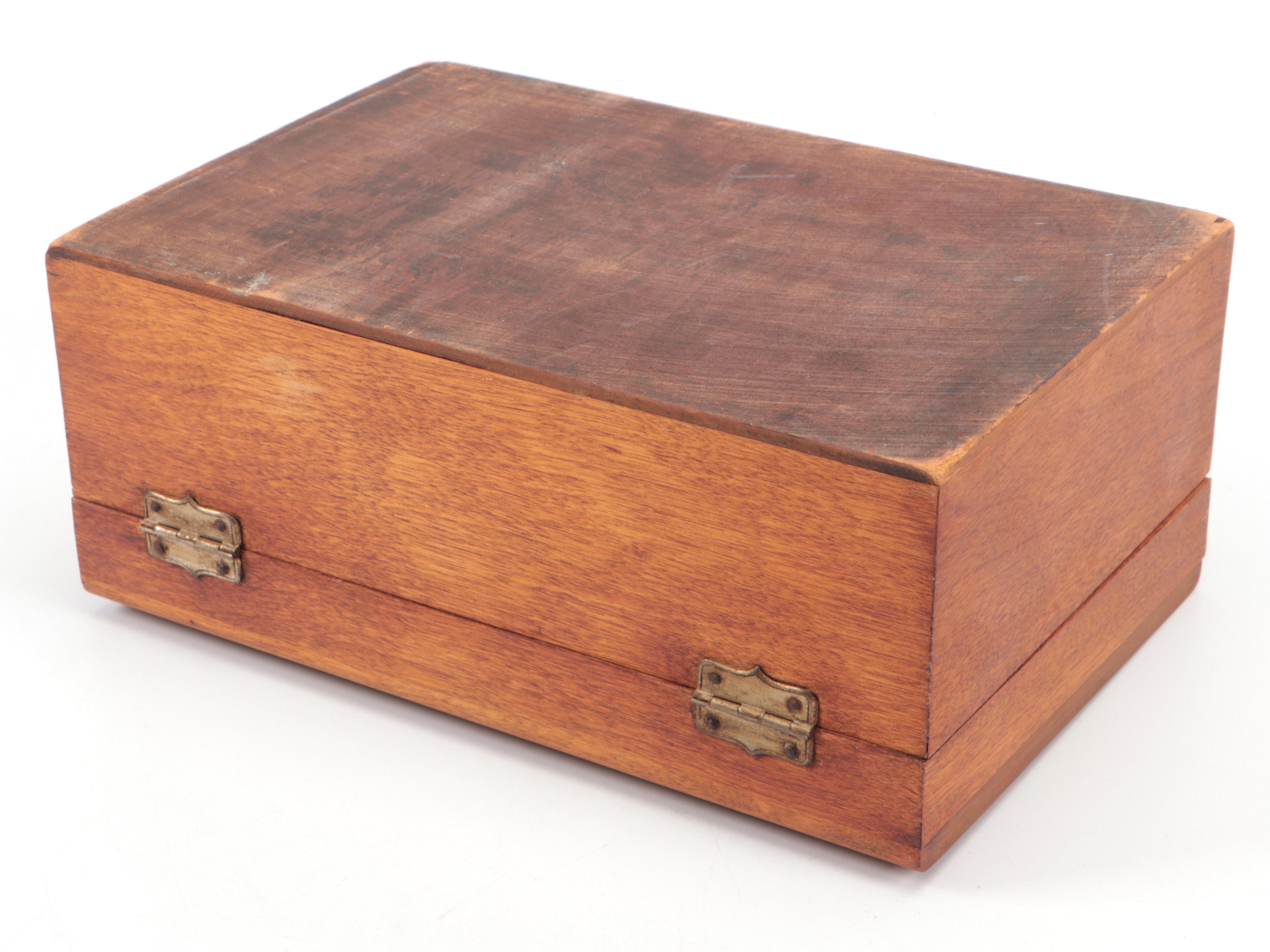 Wm. H Haskell Wood Nut Box with Faux Leather Box and More