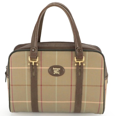 Burberrys Brown Check Canvas Handbag