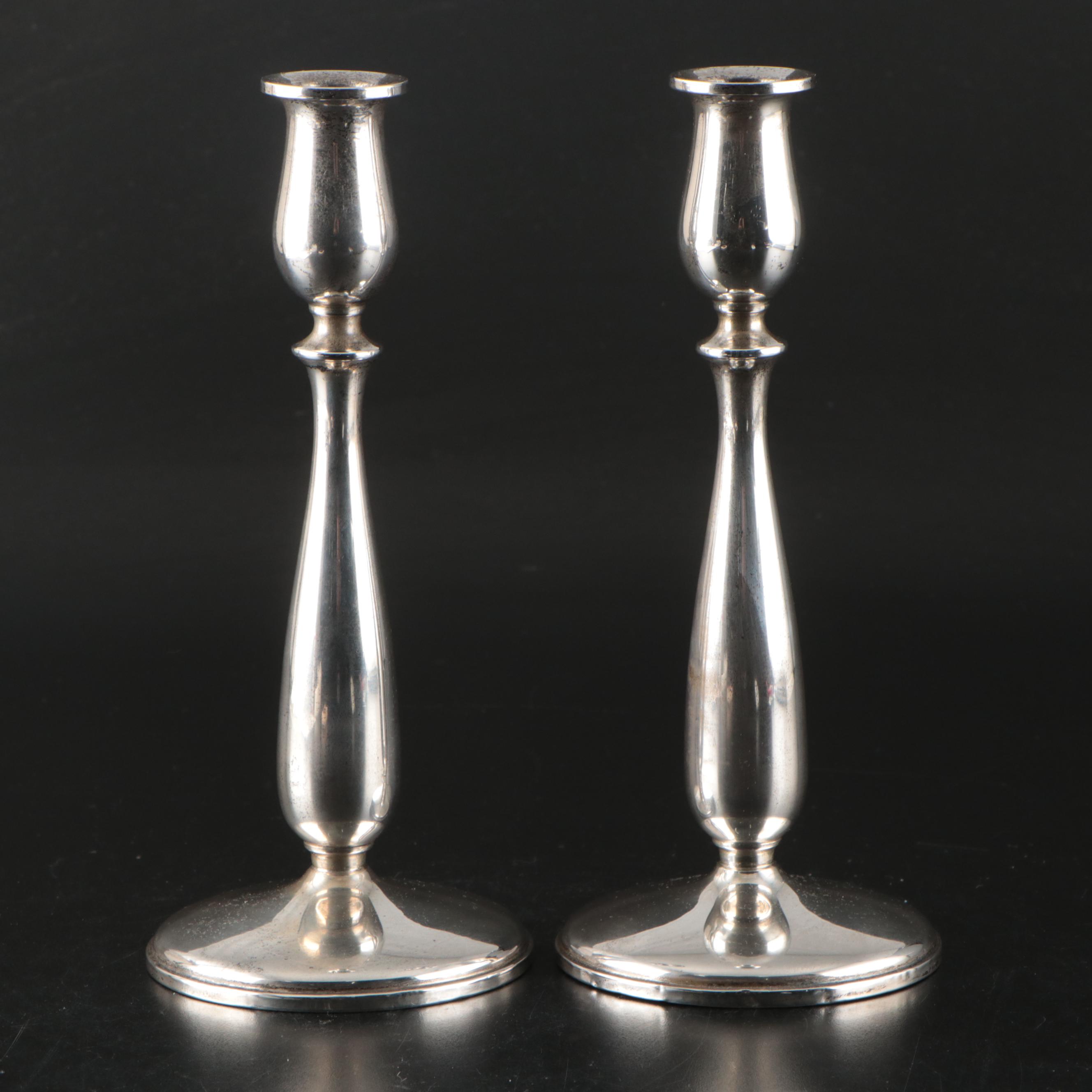 Cartier Sterling Silver Tulip Form Candlesticks