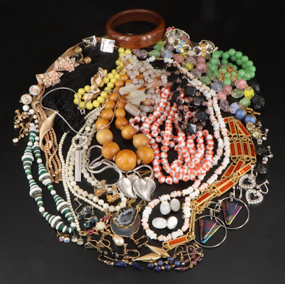 Jewelry Assortment Including Coro, Mother of Pearl and Agate