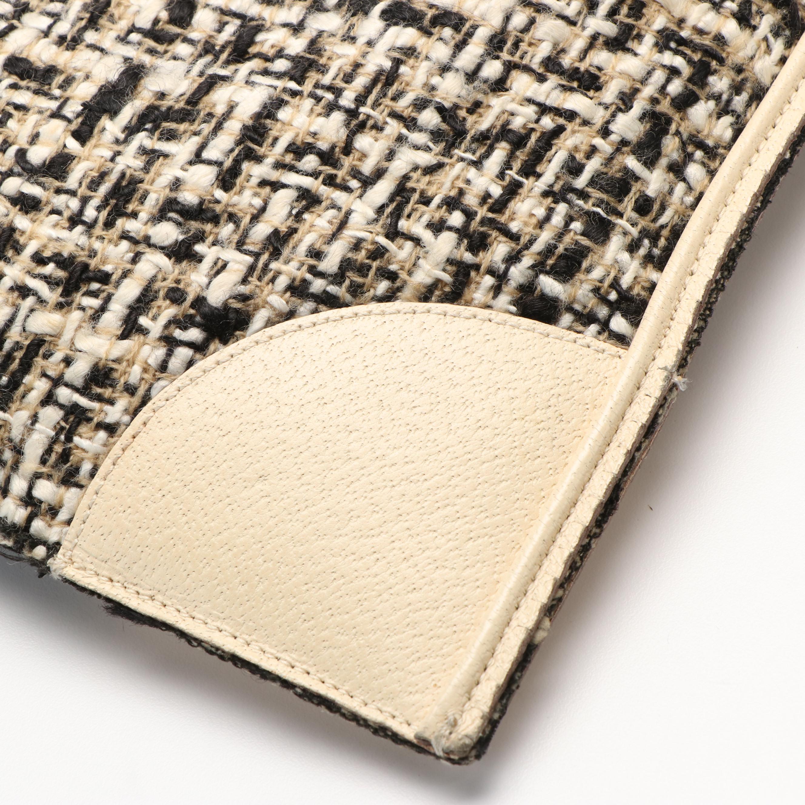 Prada Cinghiale Zippered Mini Tote in Tweed and Cream Leather