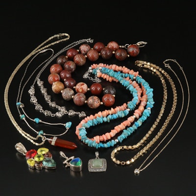 Sterling Necklaces Gemstone Necklaces & Pendants Including Jasper, Coral