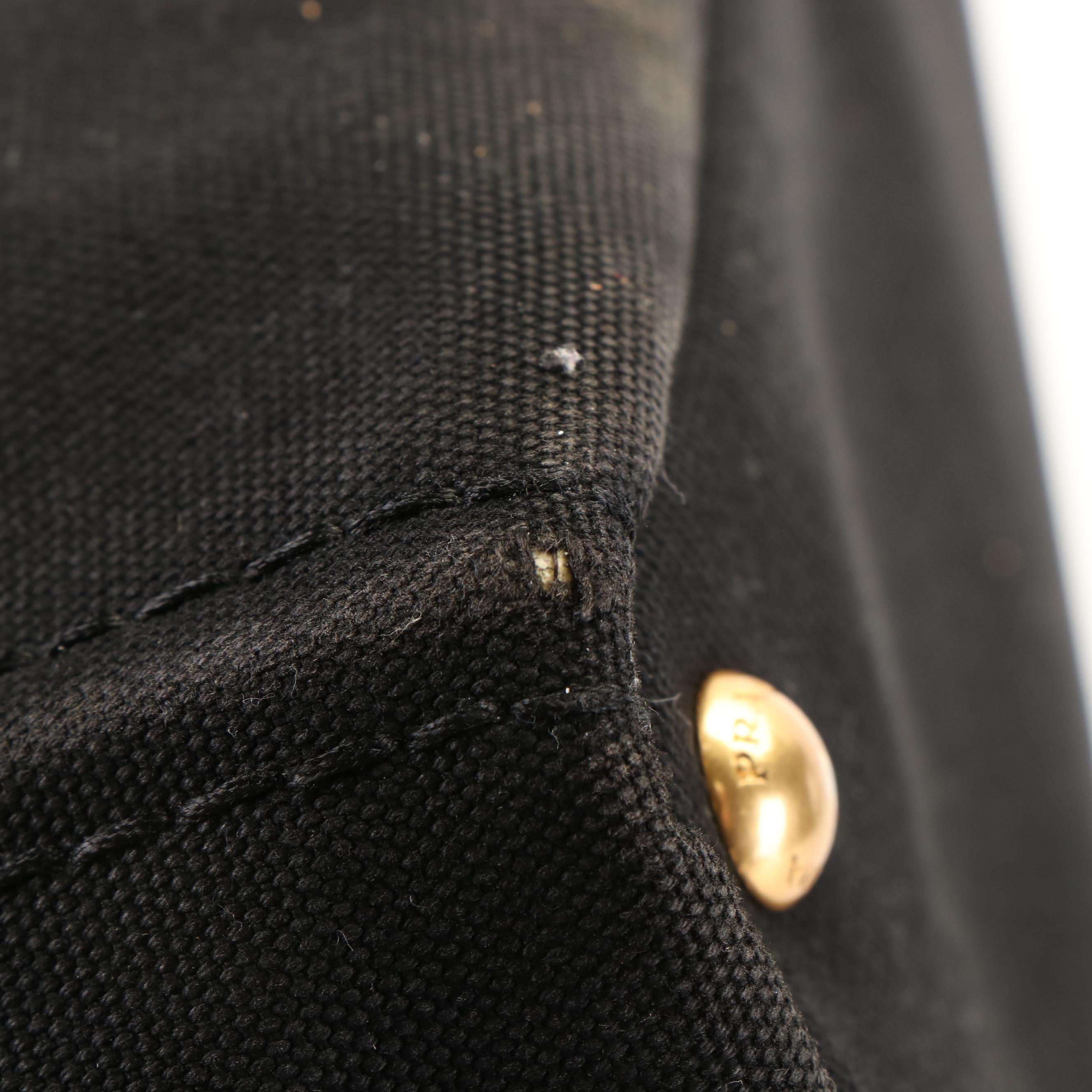 Prada Canapa and Triangle Logo Convertible Tote Bag in Black Canvas