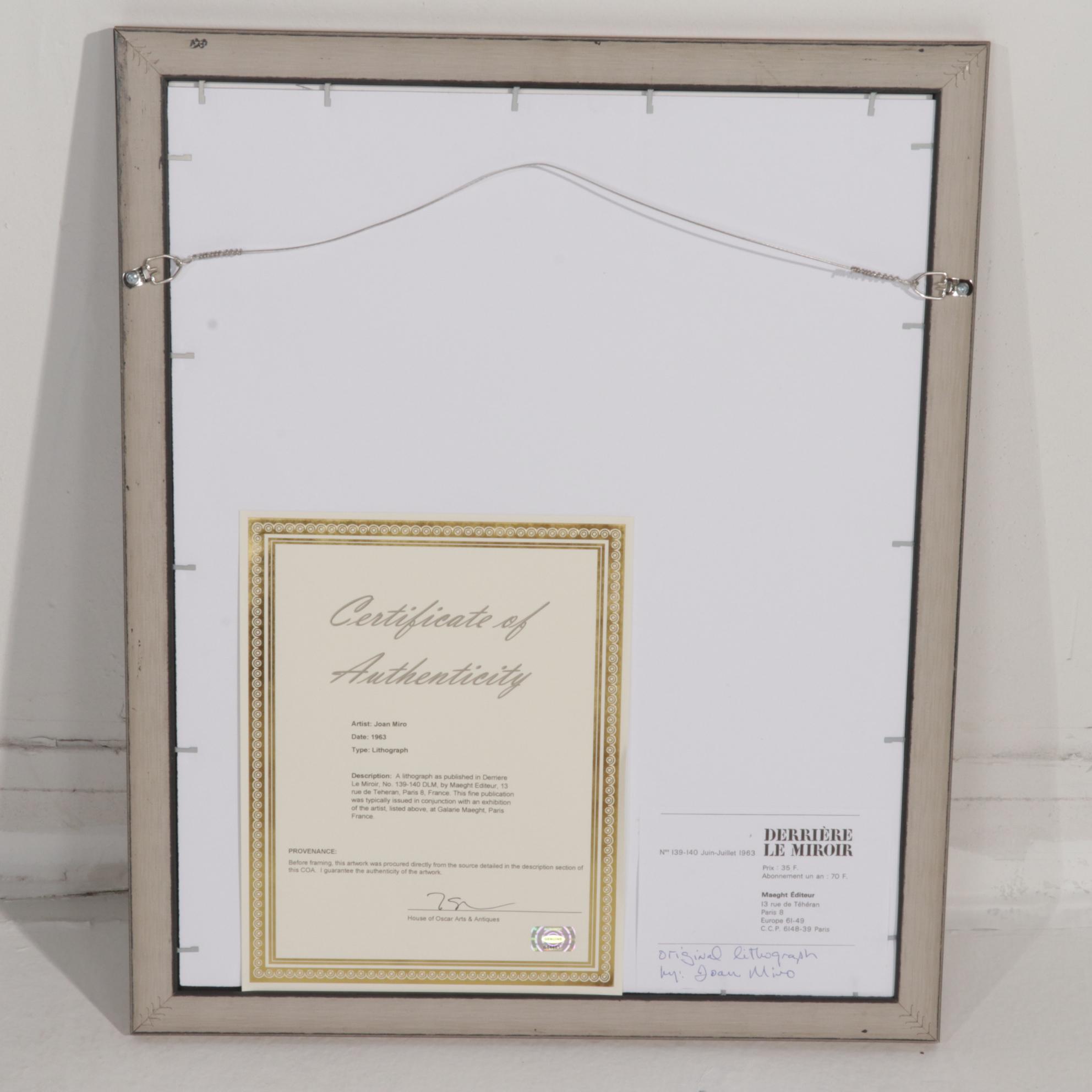 Joan Miró Color Lithograph for "Derrière le Miroir," 1963