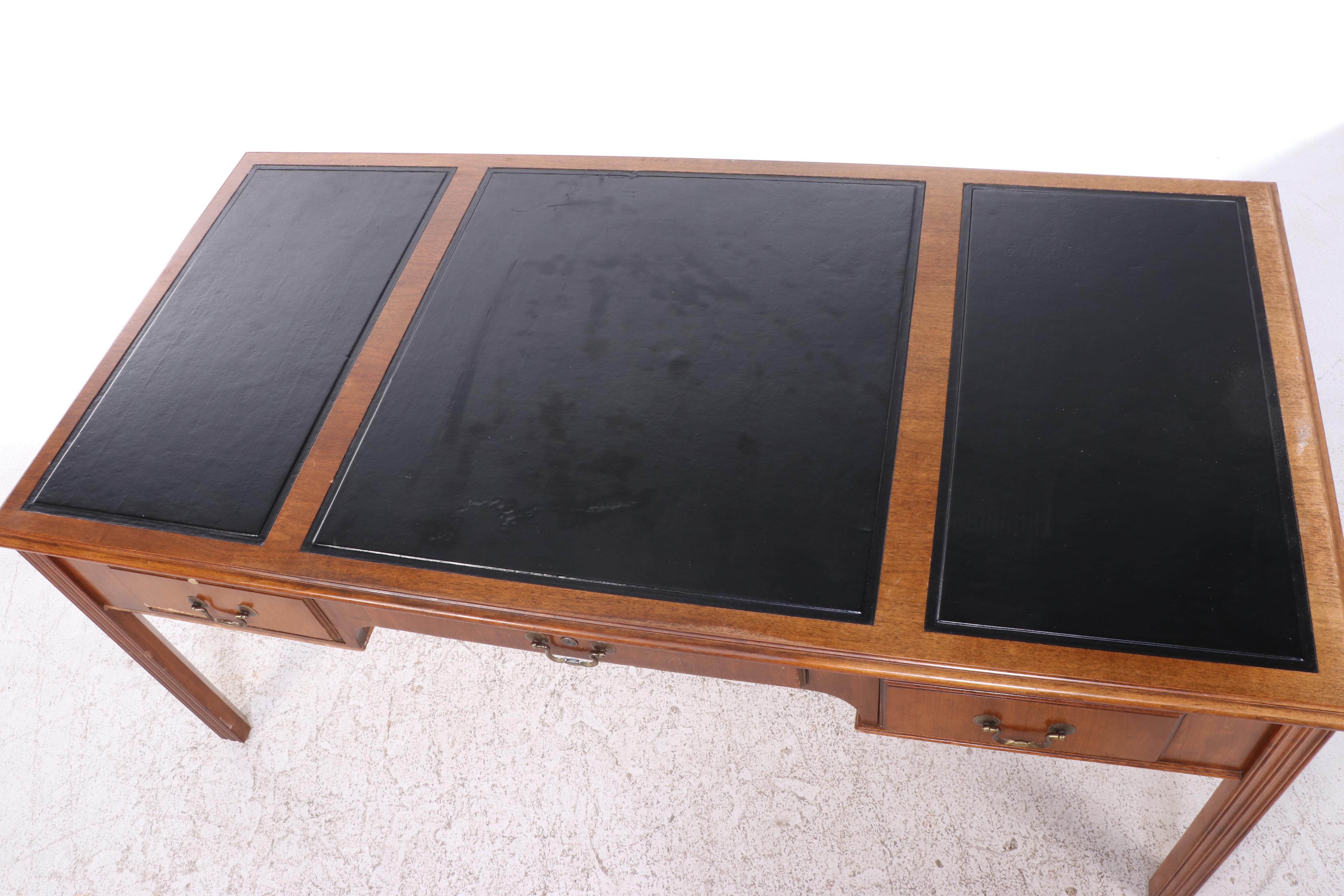 Chippendale Style Walnut Executive's Desk Plus Leather Desk Chair, Incl. Jofco