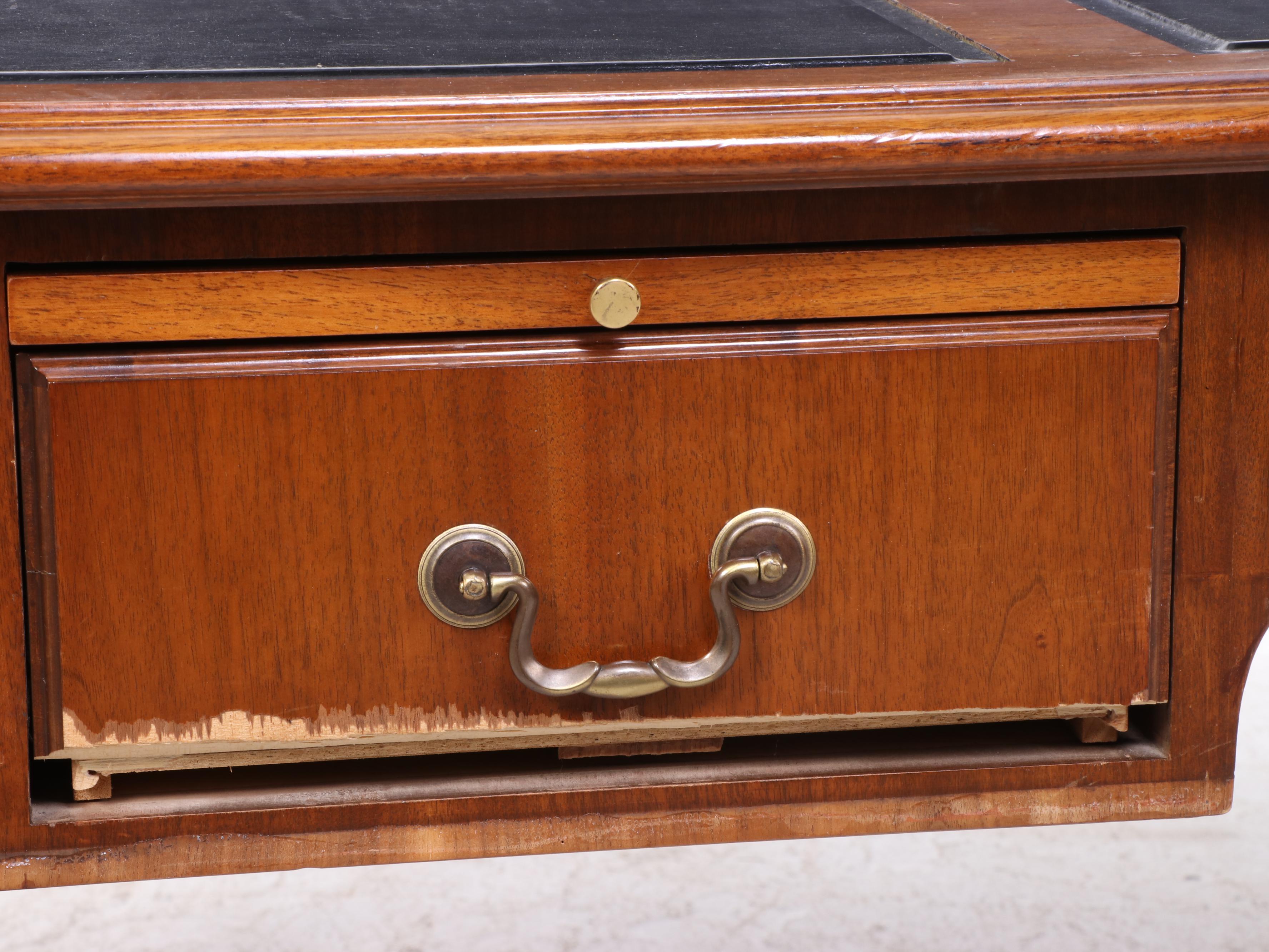 Chippendale Style Walnut Executive's Desk Plus Leather Desk Chair, Incl. Jofco