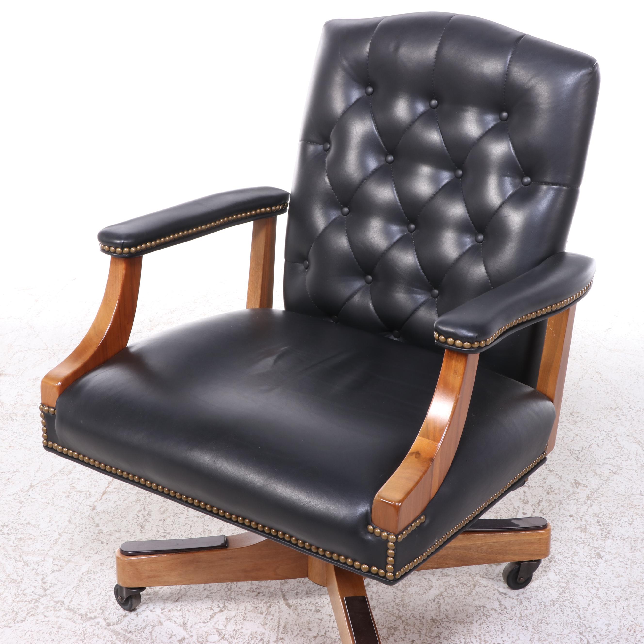 Chippendale Style Walnut Executive's Desk Plus Leather Desk Chair, Incl. Jofco