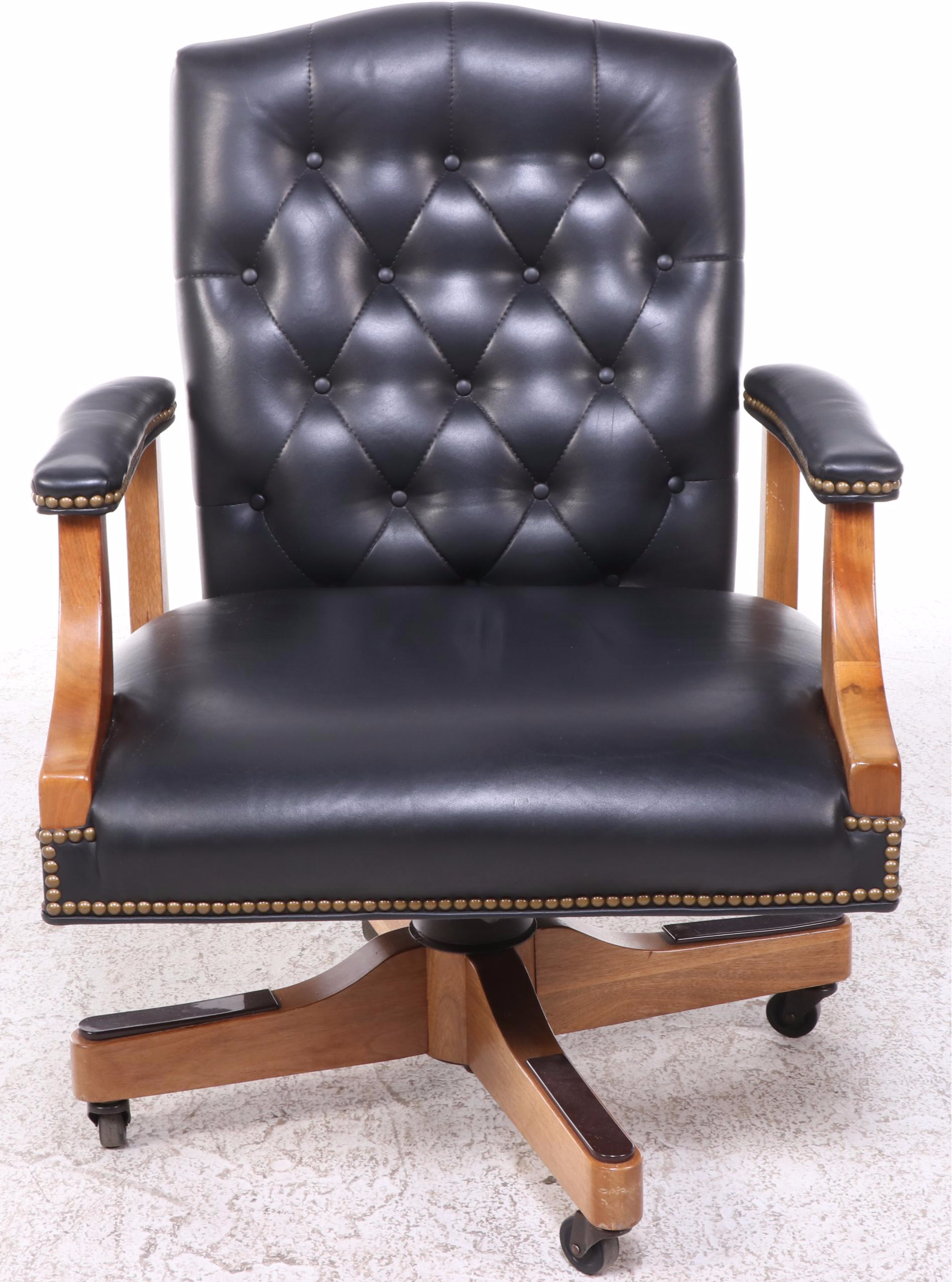 Chippendale Style Walnut Executive's Desk Plus Leather Desk Chair, Incl. Jofco