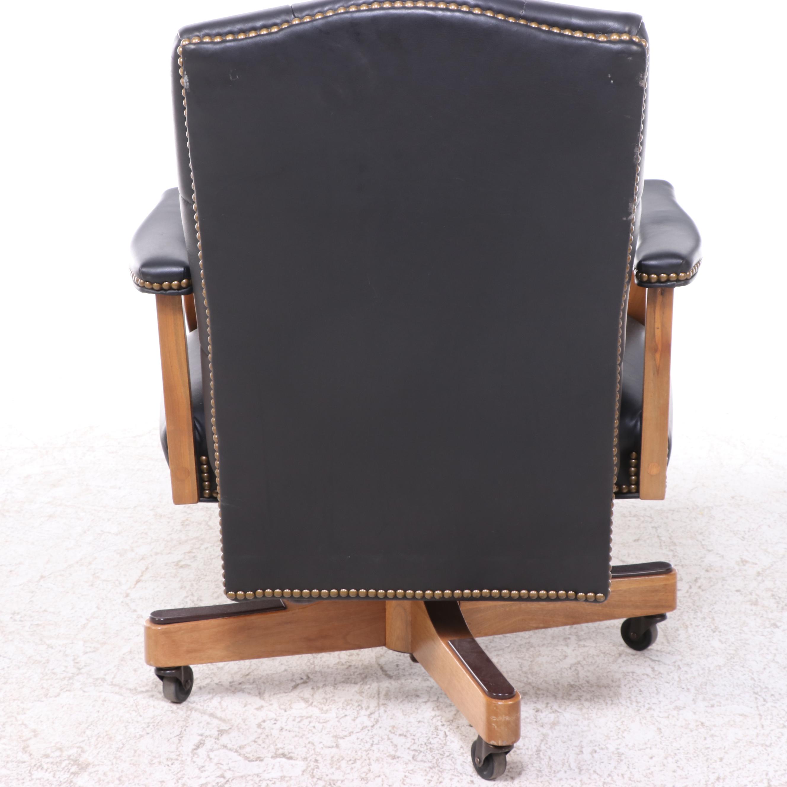 Chippendale Style Walnut Executive's Desk Plus Leather Desk Chair, Incl. Jofco