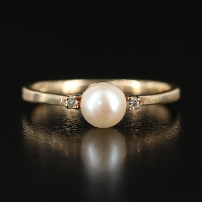 10K Pearl and Diamond Ring