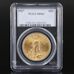 PCGS MS63 1927 St. Gaudens $20 Gold Coin