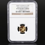 NGC Graded PF69 Ultra Cameo 2009P Australia $5 2004 Kookaburra Gold Coin
