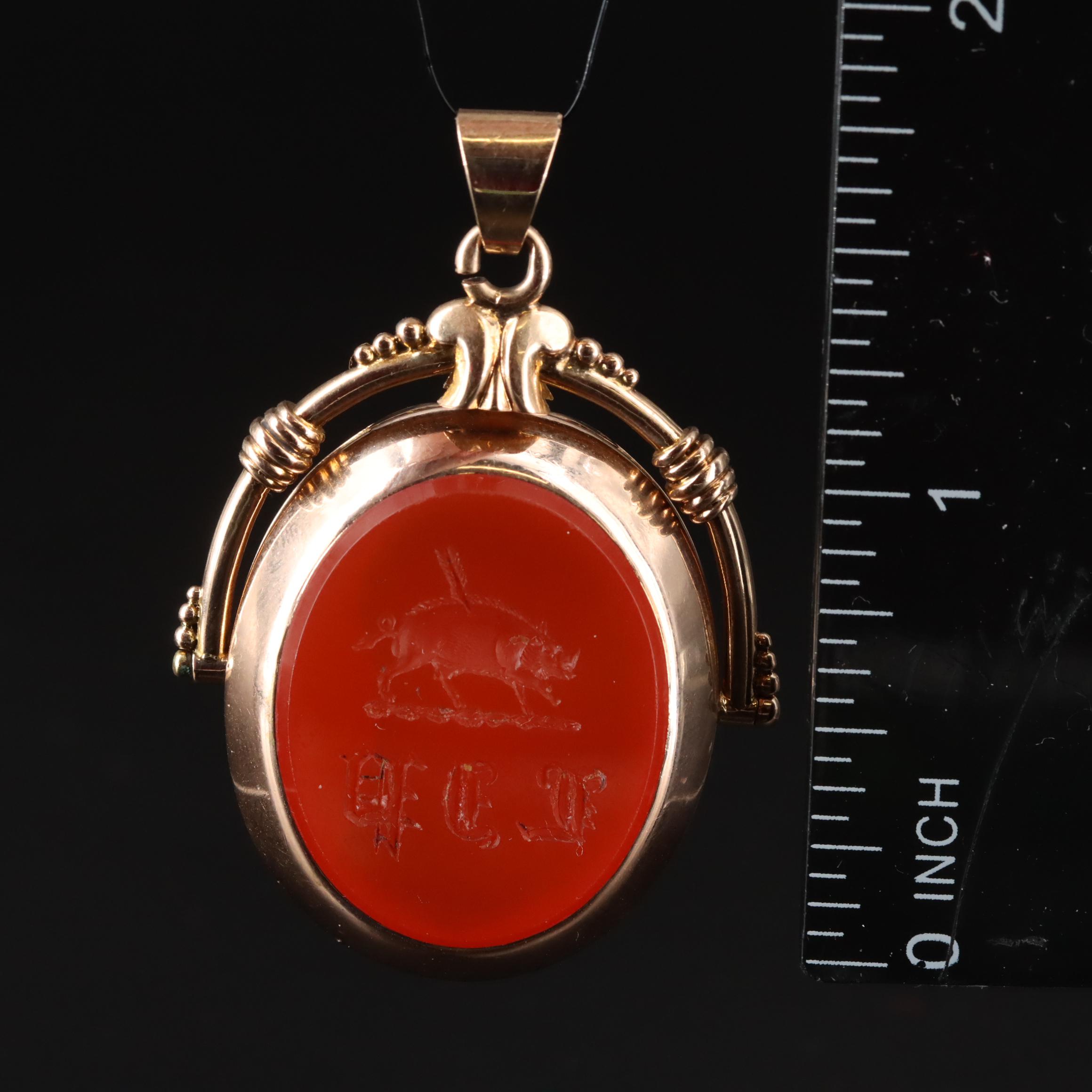 Antique 14K Carnelian Reversible Signet Locket