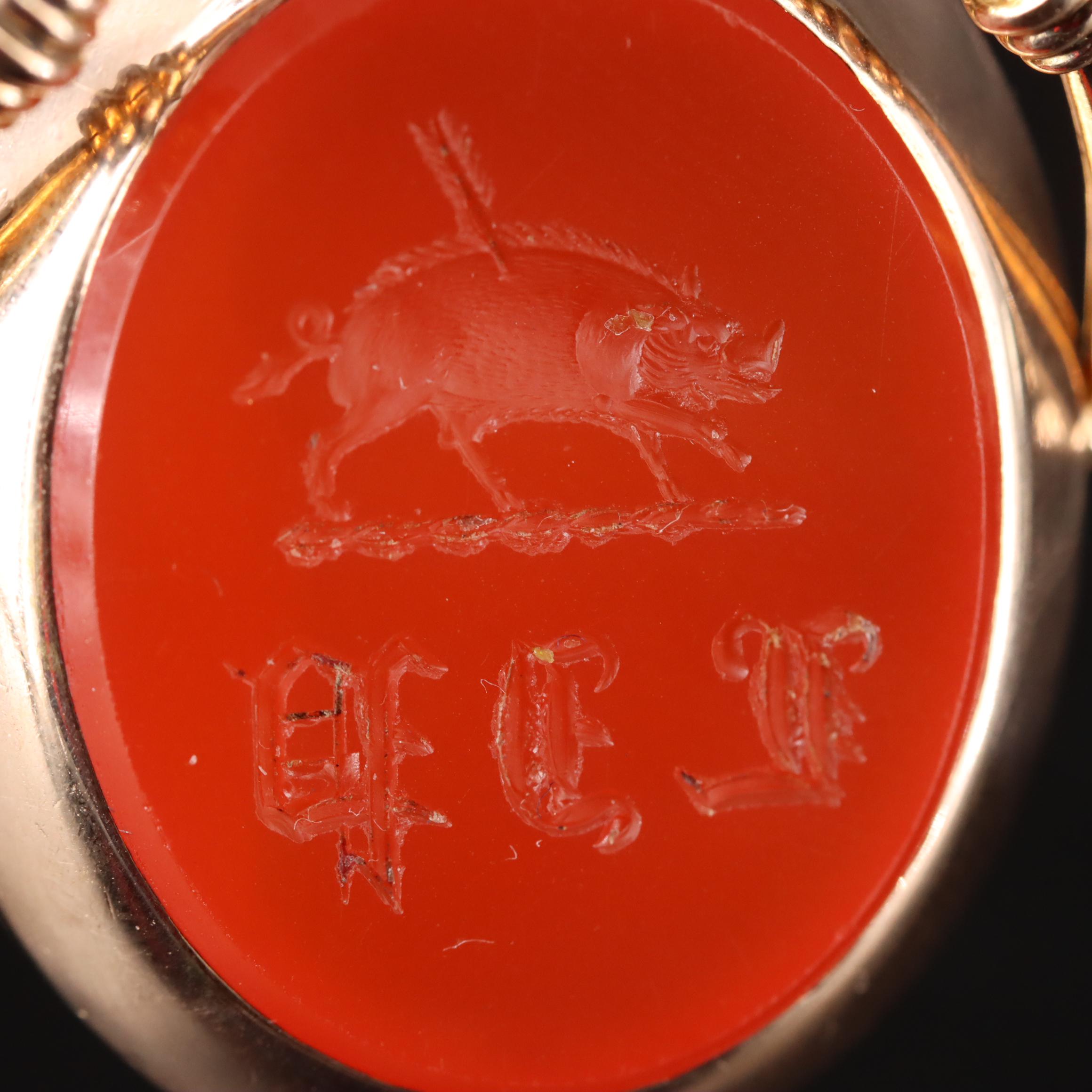 Antique 14K Carnelian Reversible Signet Locket