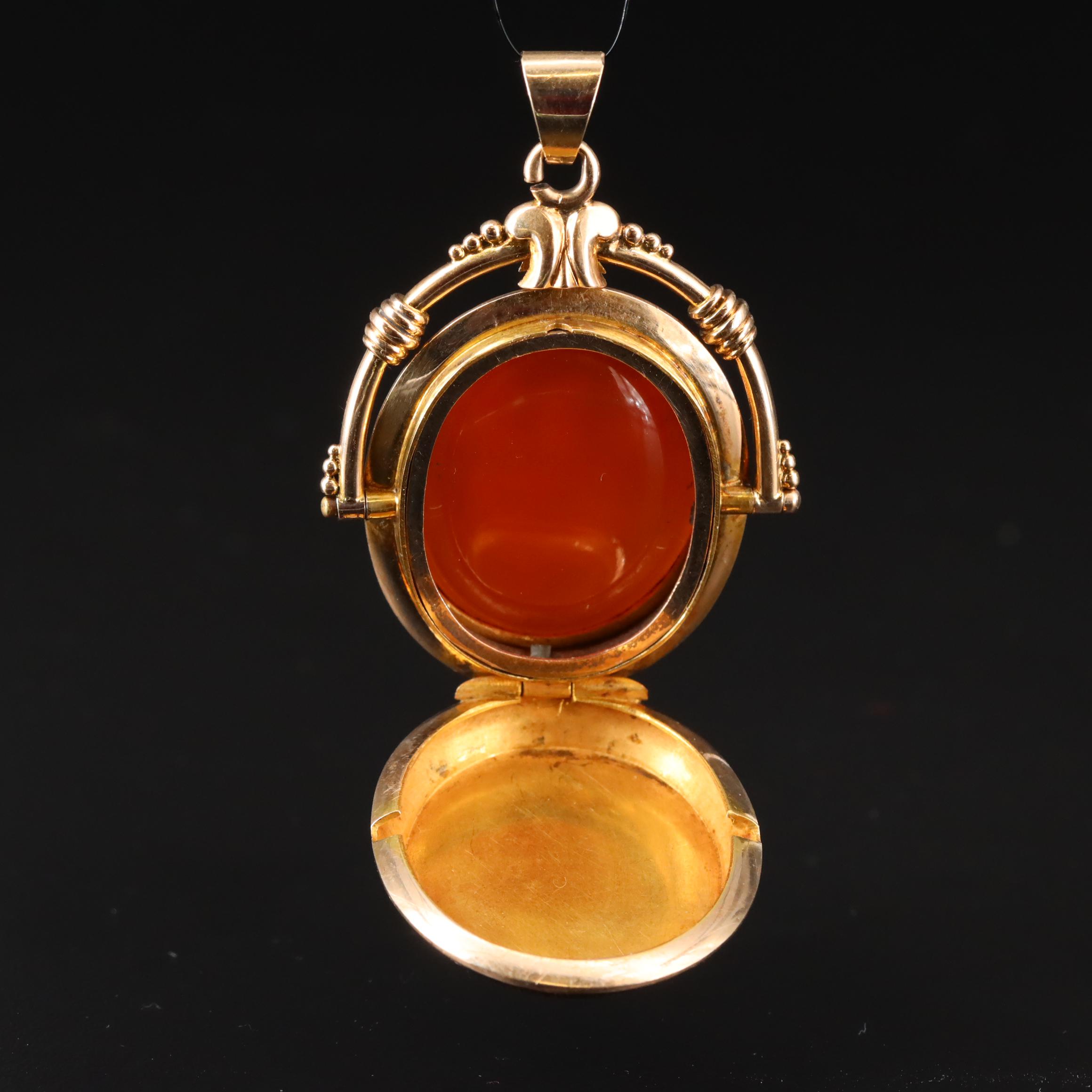 Antique 14K Carnelian Reversible Signet Locket