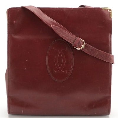Cartier Les Must de Cartier Frame Style Shoulder Bag in Burgundy Leather