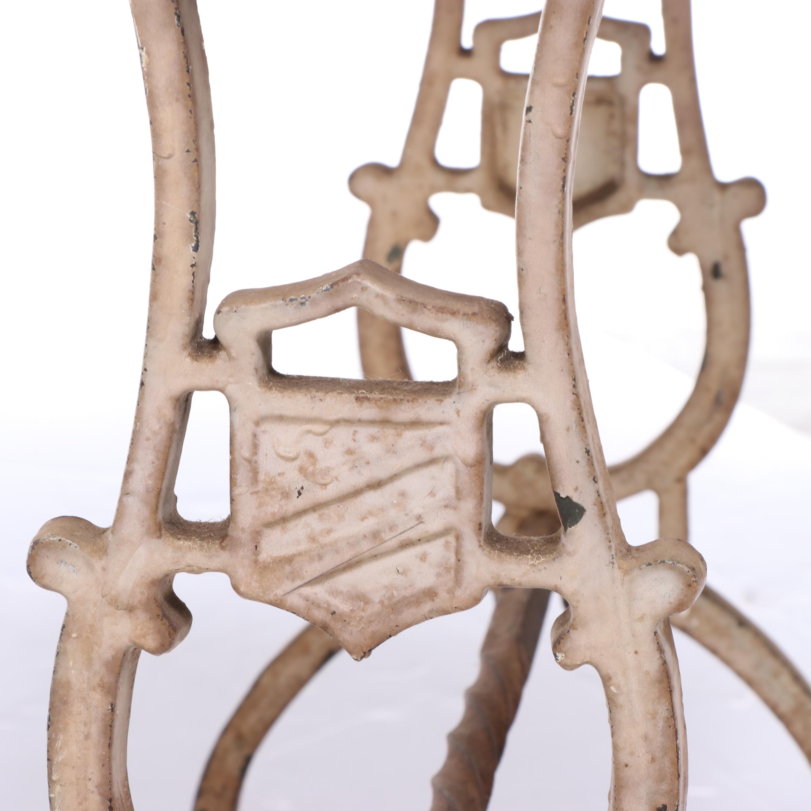 Wood Top Cast Iron Side Table, Antique