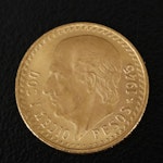 1945 Mexican Dos Y Medio (2 1/2) Pesos Gold Coin