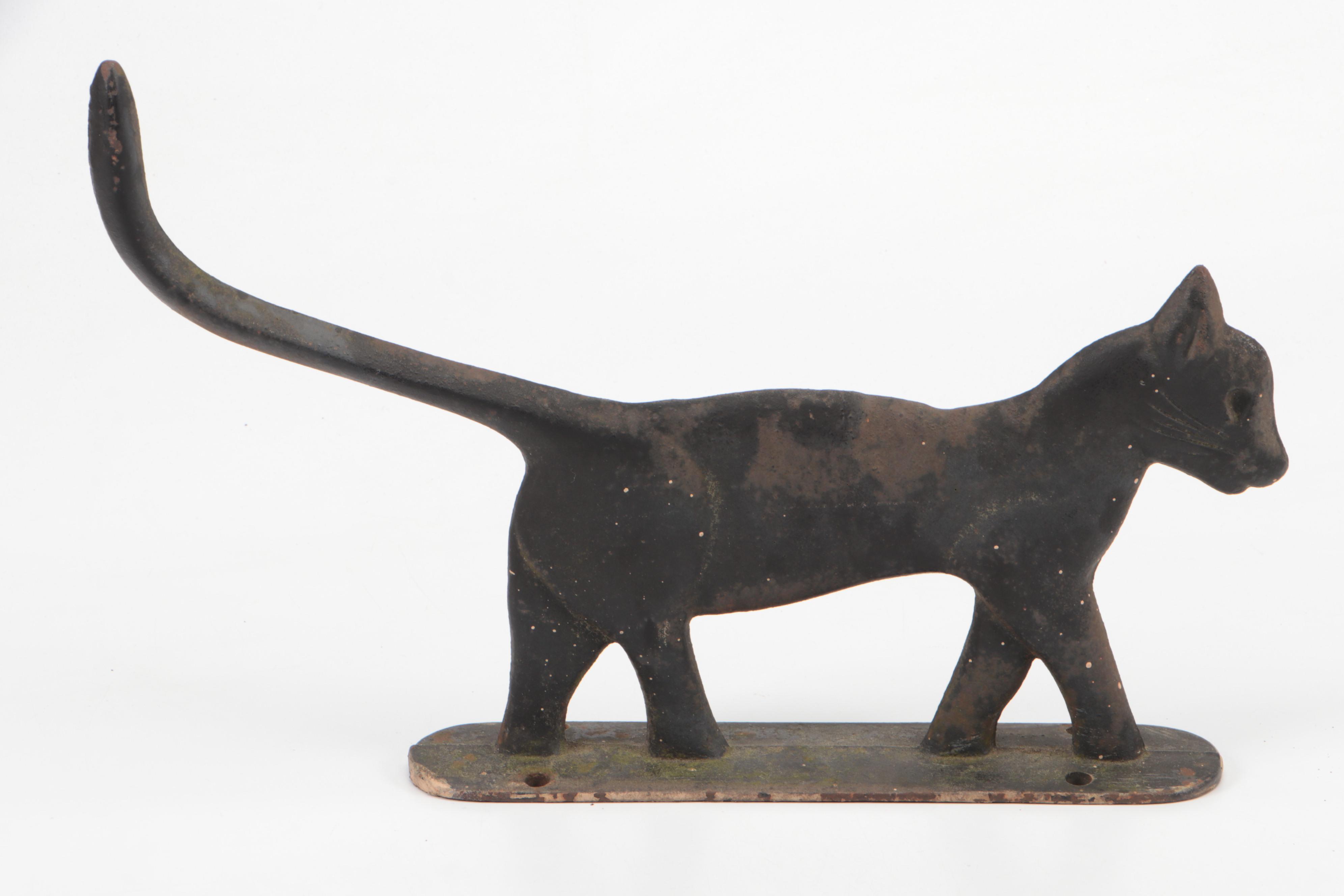 Cast Iron Black Cat Boot Scraper Doorstop