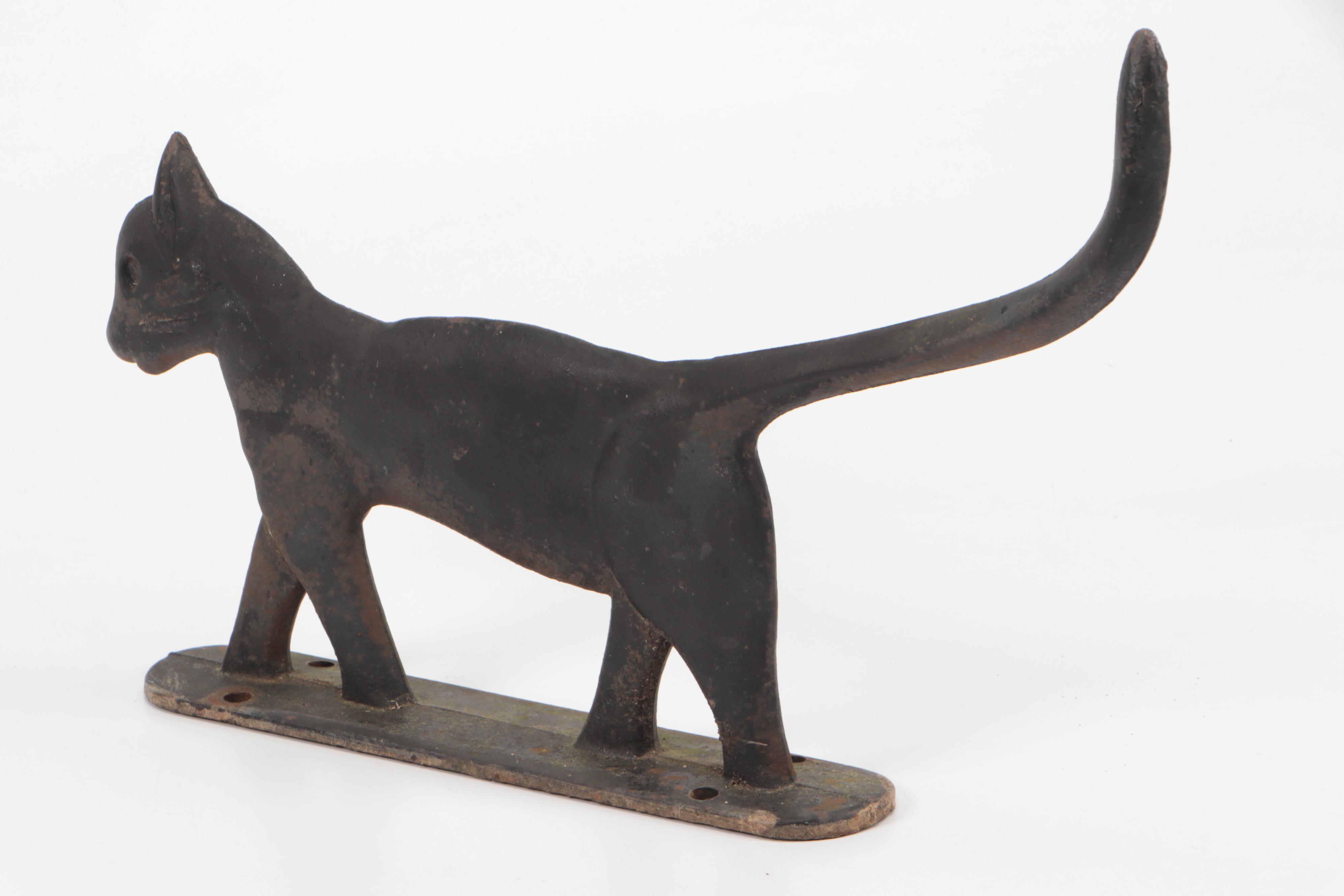 Cast Iron Black Cat Boot Scraper Doorstop