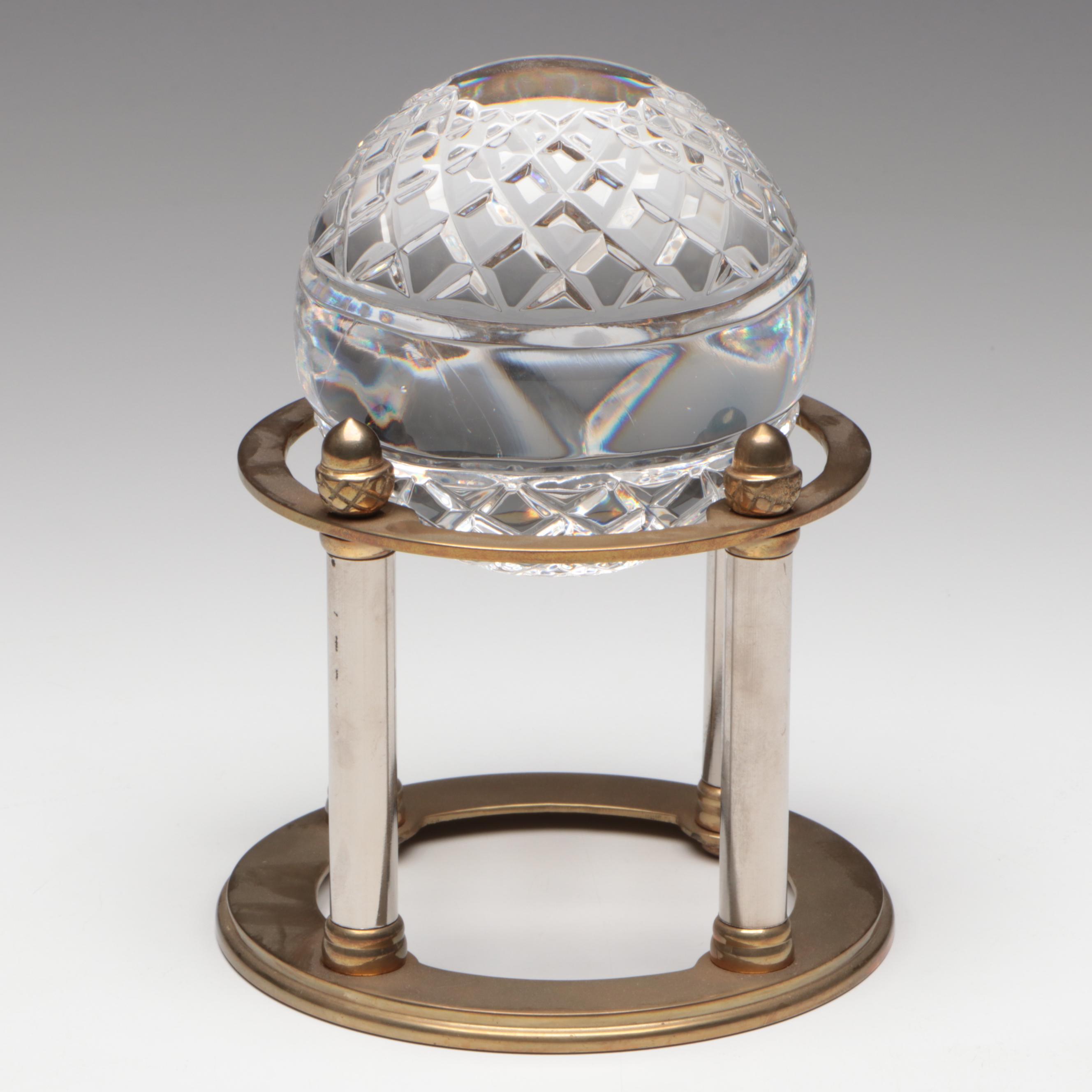 Great City Traders Crystal Orb on Brass Stand with Gallery Tray