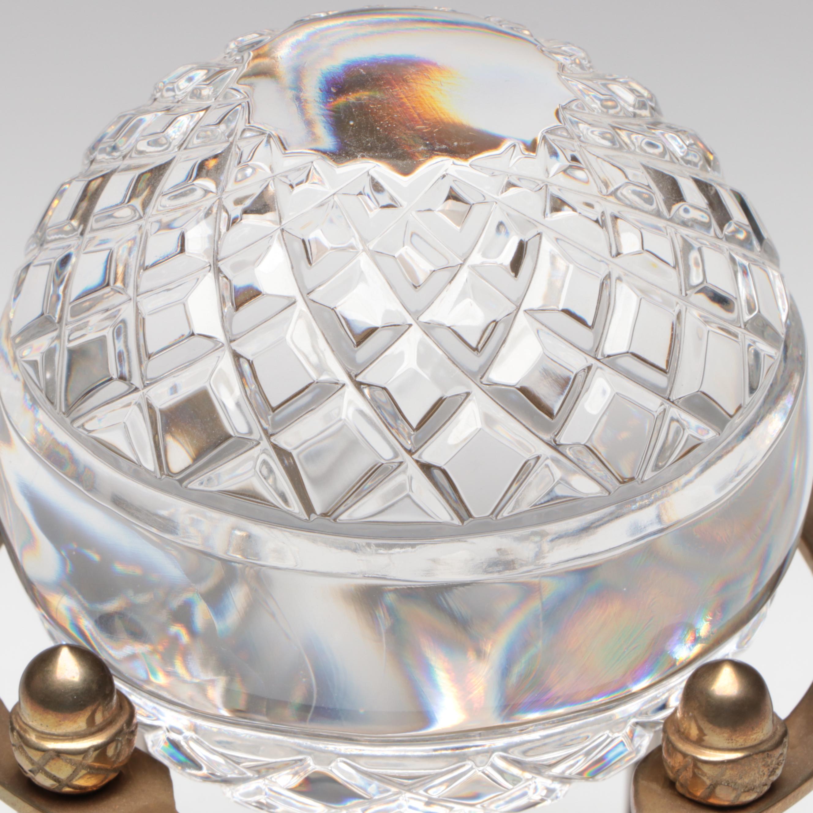 Great City Traders Crystal Orb on Brass Stand with Gallery Tray