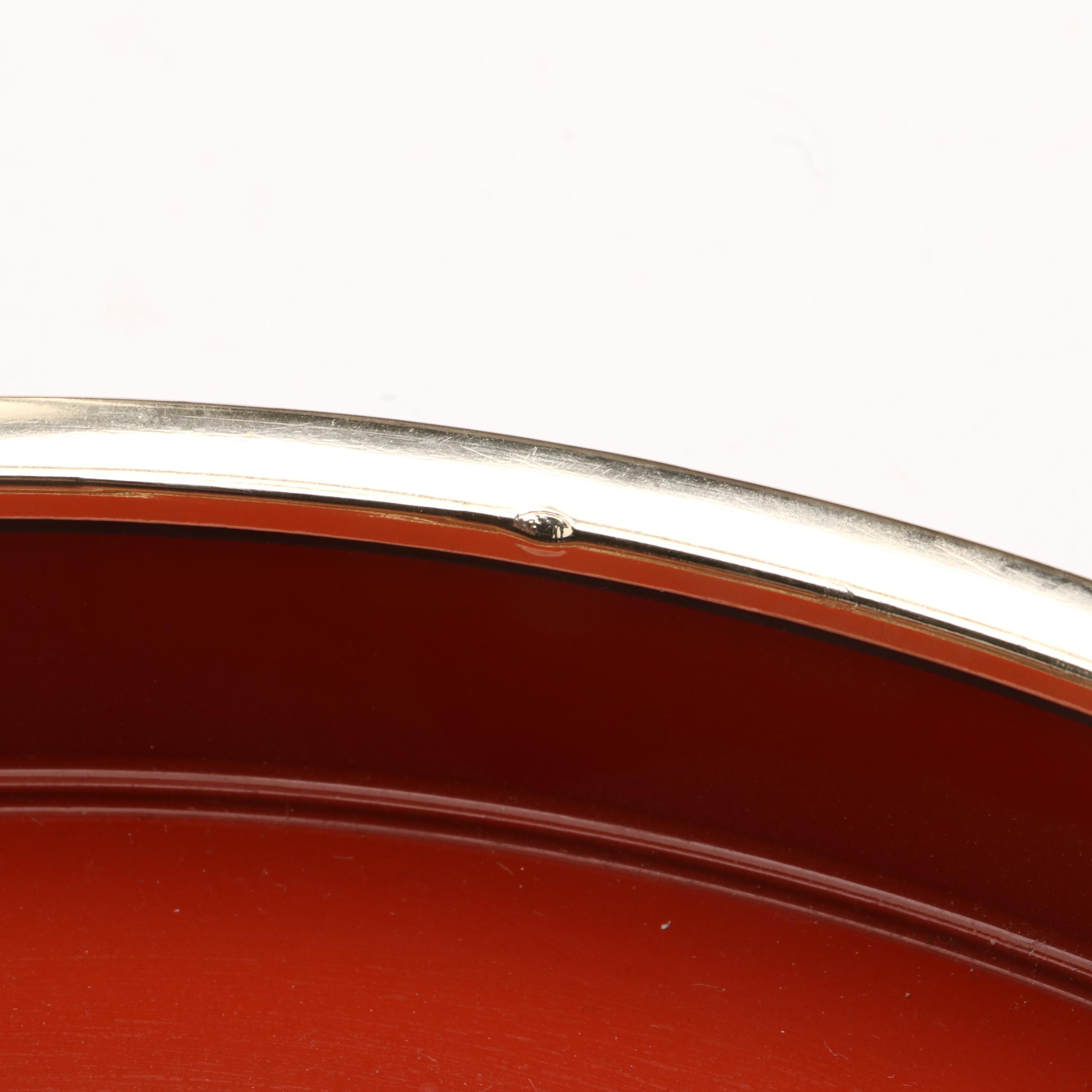 Japanese Lacquer Ware Serving Tray with Sankyo Floral Music Box, Vintage