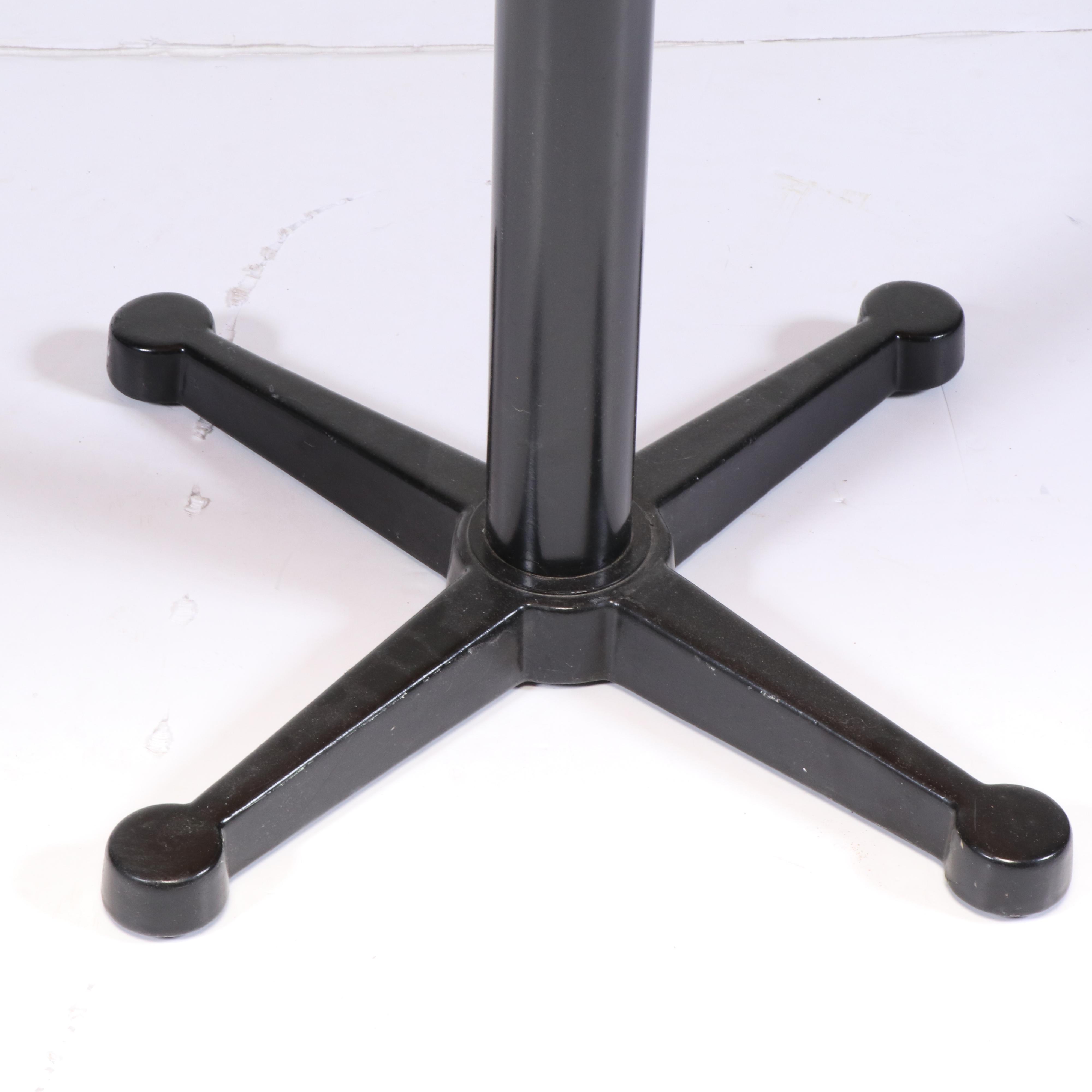 Pair of Mid Century Modern Walnut Side Chairs & Stainless Steel Top Bistro Table