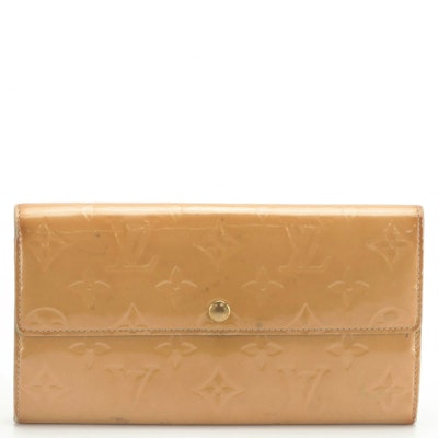 Louis Vuitton Sarah Wallet in Golden Ochre Monogram Vernis Leather