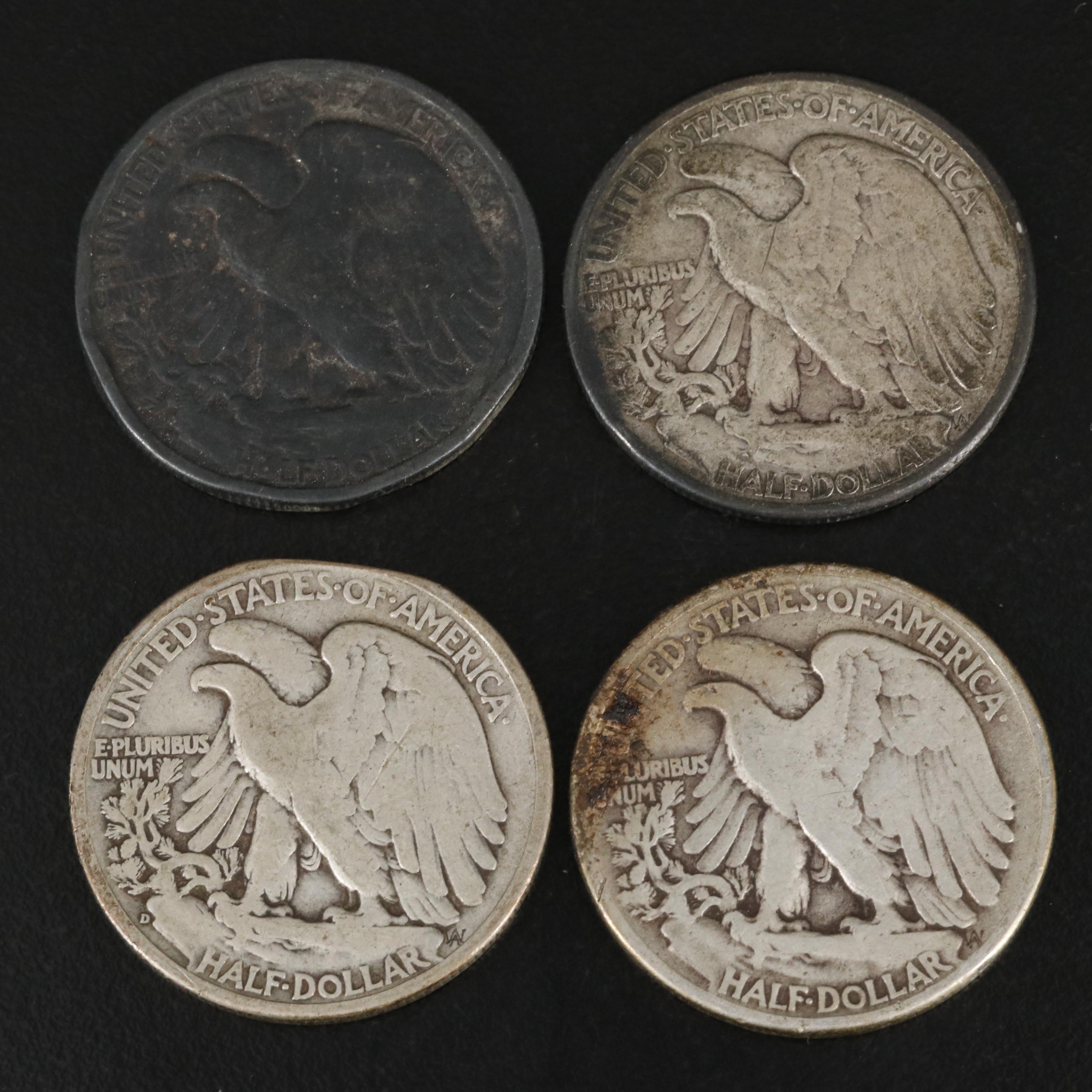 Fourteen Silver U.S. Half Dollars