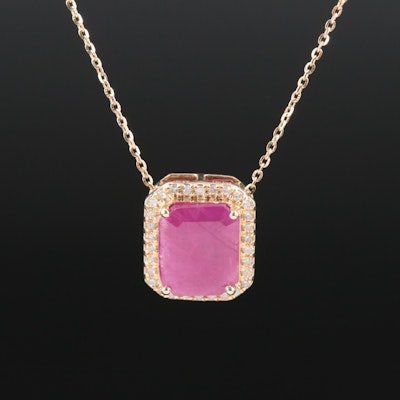 14K 3.15 CT Ruby and Diamond Necklace