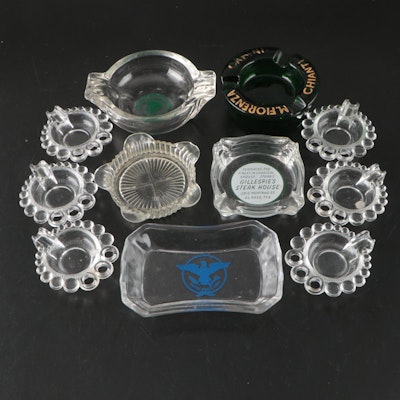 Duncan & Miller "Teardrop" Ashtrays with More Glass Ashtrays