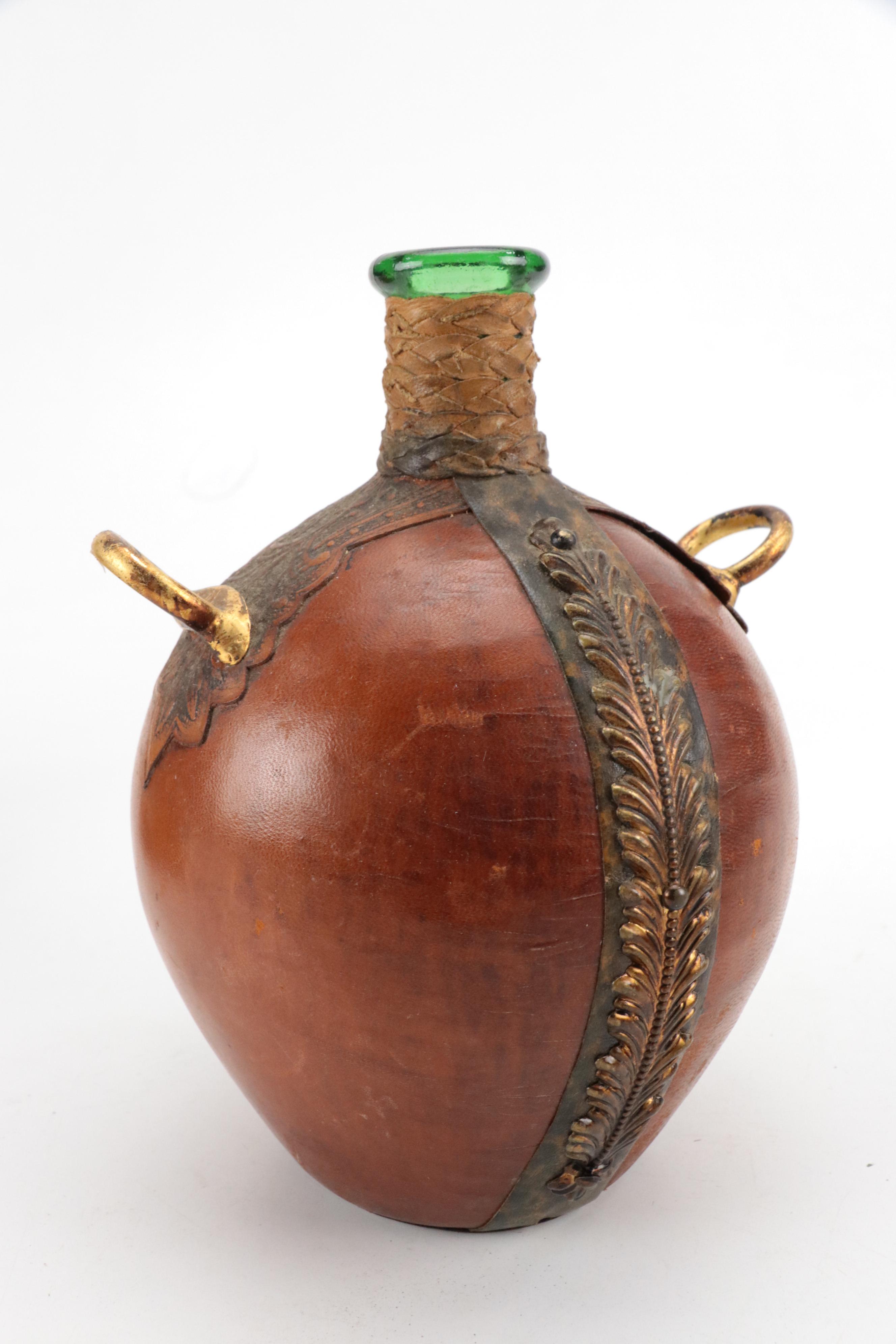 Wood Cribbage Board with Decorative Boxes, Basket, and Leather Wrapped Jug