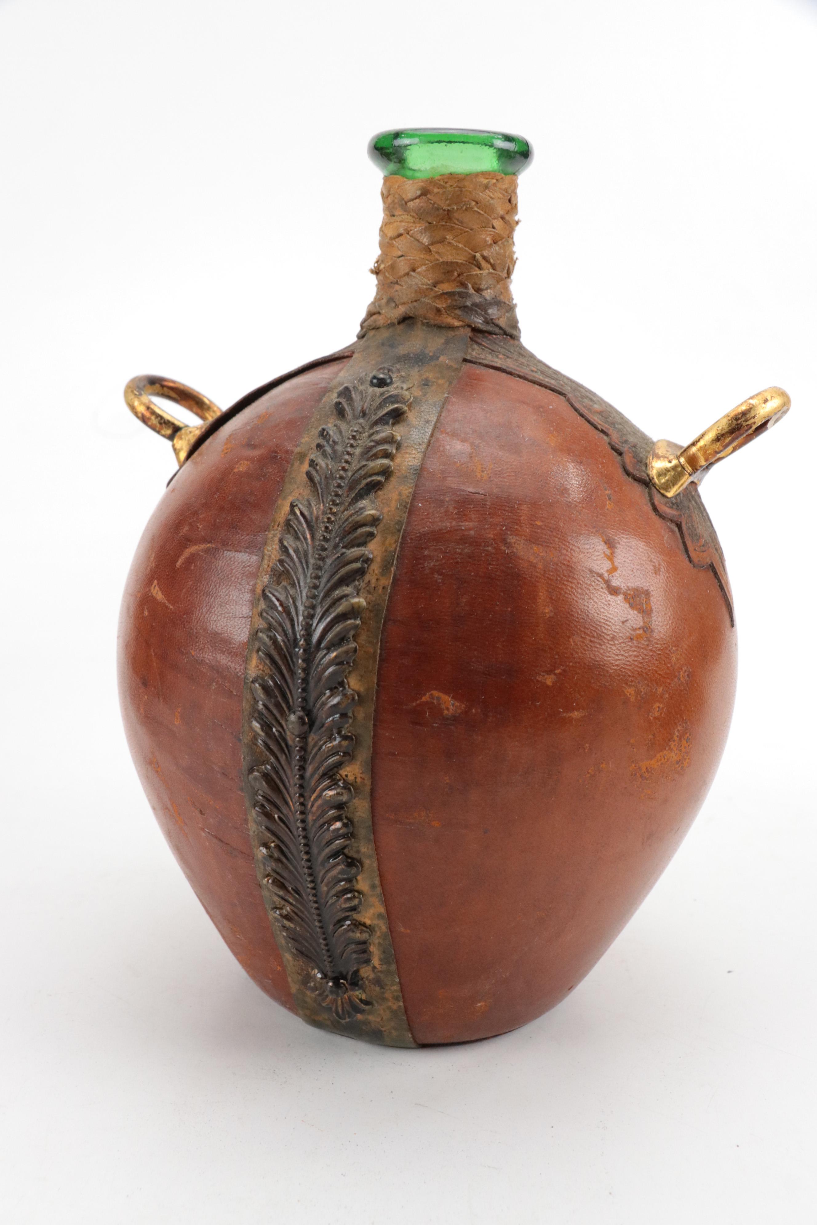Wood Cribbage Board with Decorative Boxes, Basket, and Leather Wrapped Jug