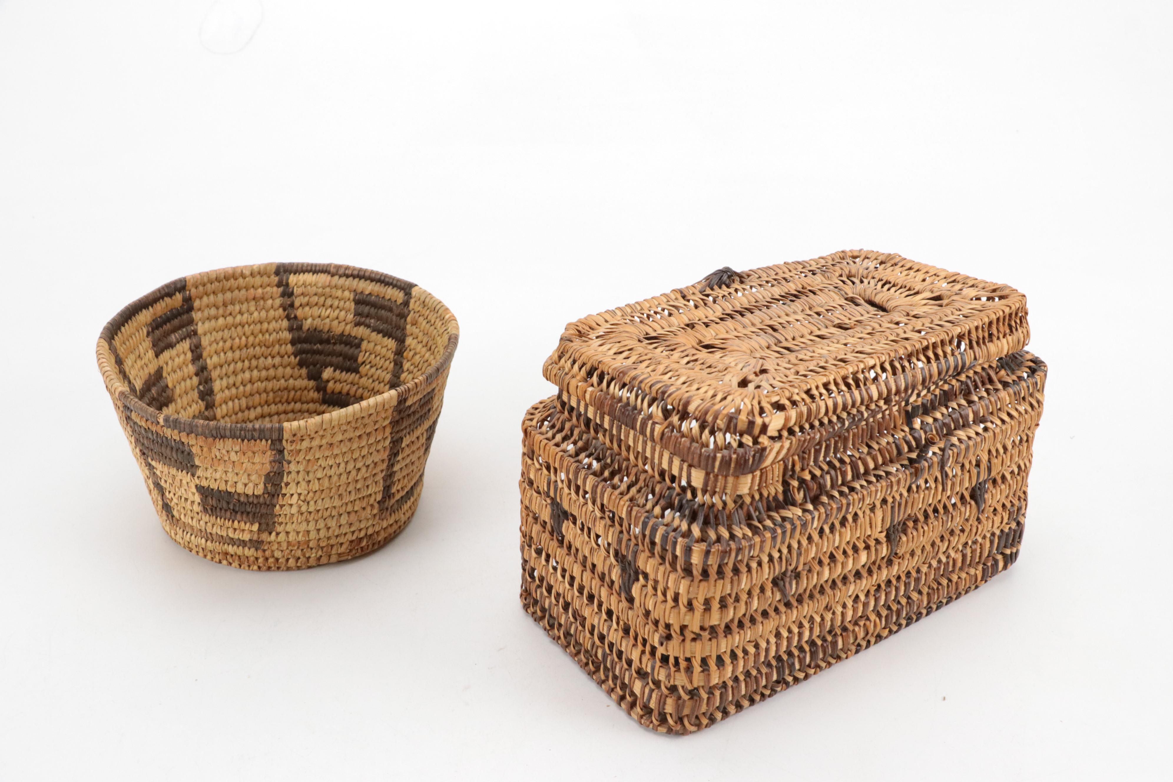 Wood Cribbage Board with Decorative Boxes, Basket, and Leather Wrapped Jug