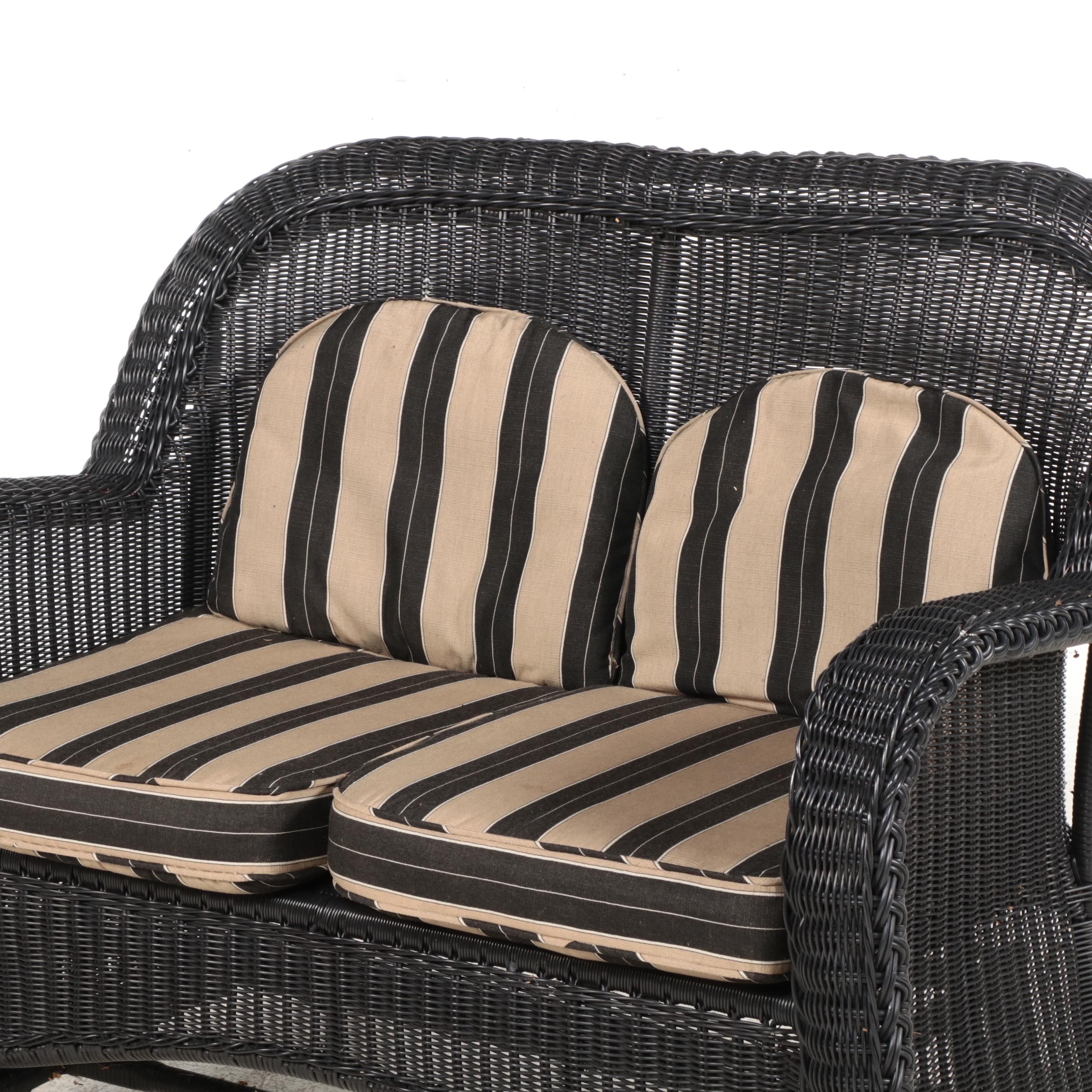 Contemporary Resin Wicker Patio Glider Loveseat
