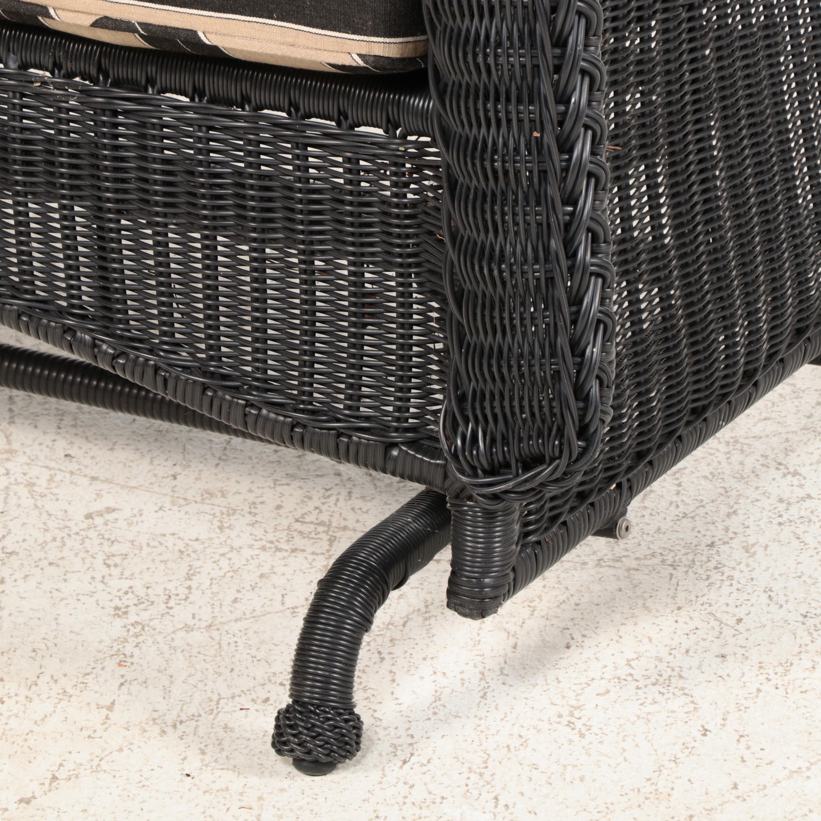 Contemporary Resin Wicker Patio Glider Loveseat