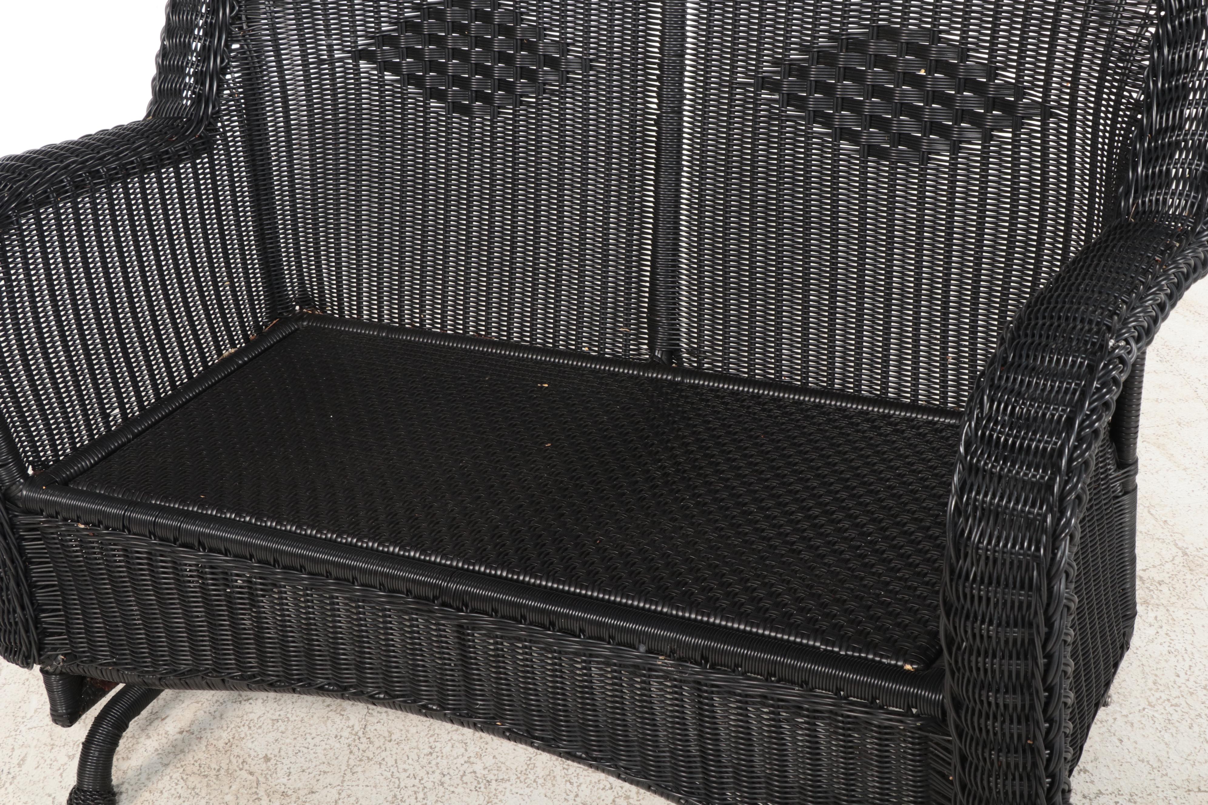 Contemporary Resin Wicker Patio Glider Loveseat