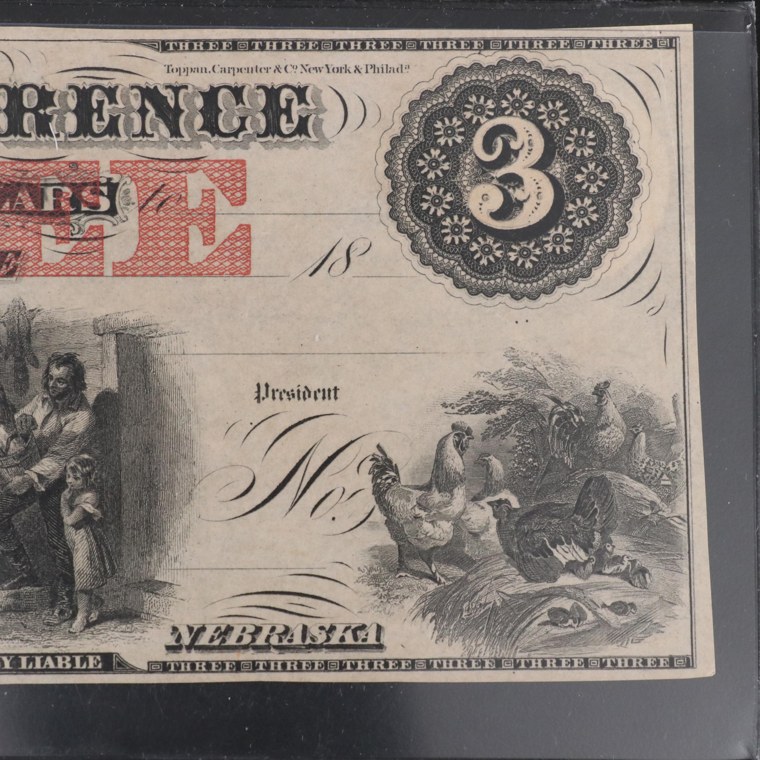 Four Obsolete Bank Notes From Iowa and Nebraska All Before the Civil War