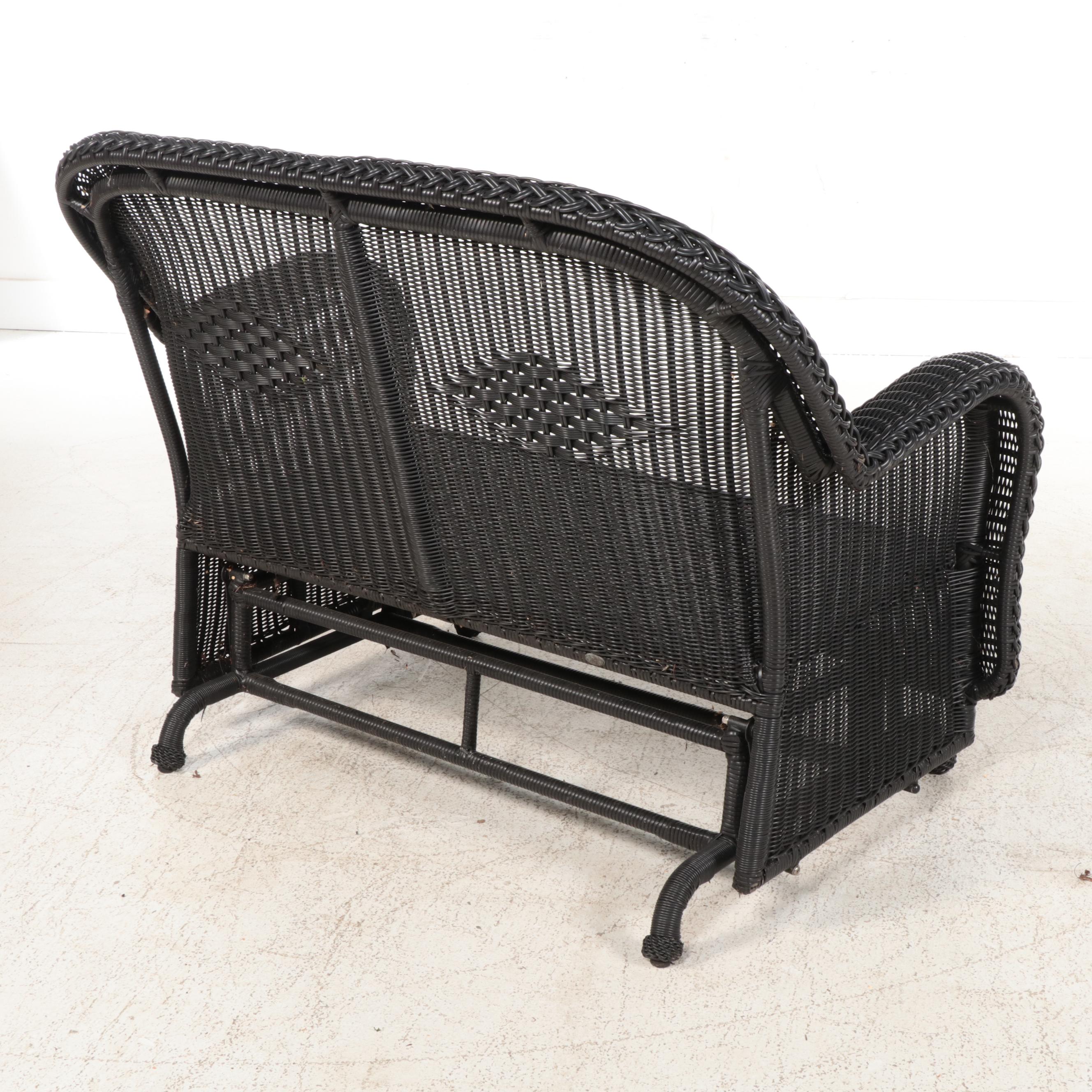 Contemporary Resin Wicker Patio Glider Loveseat