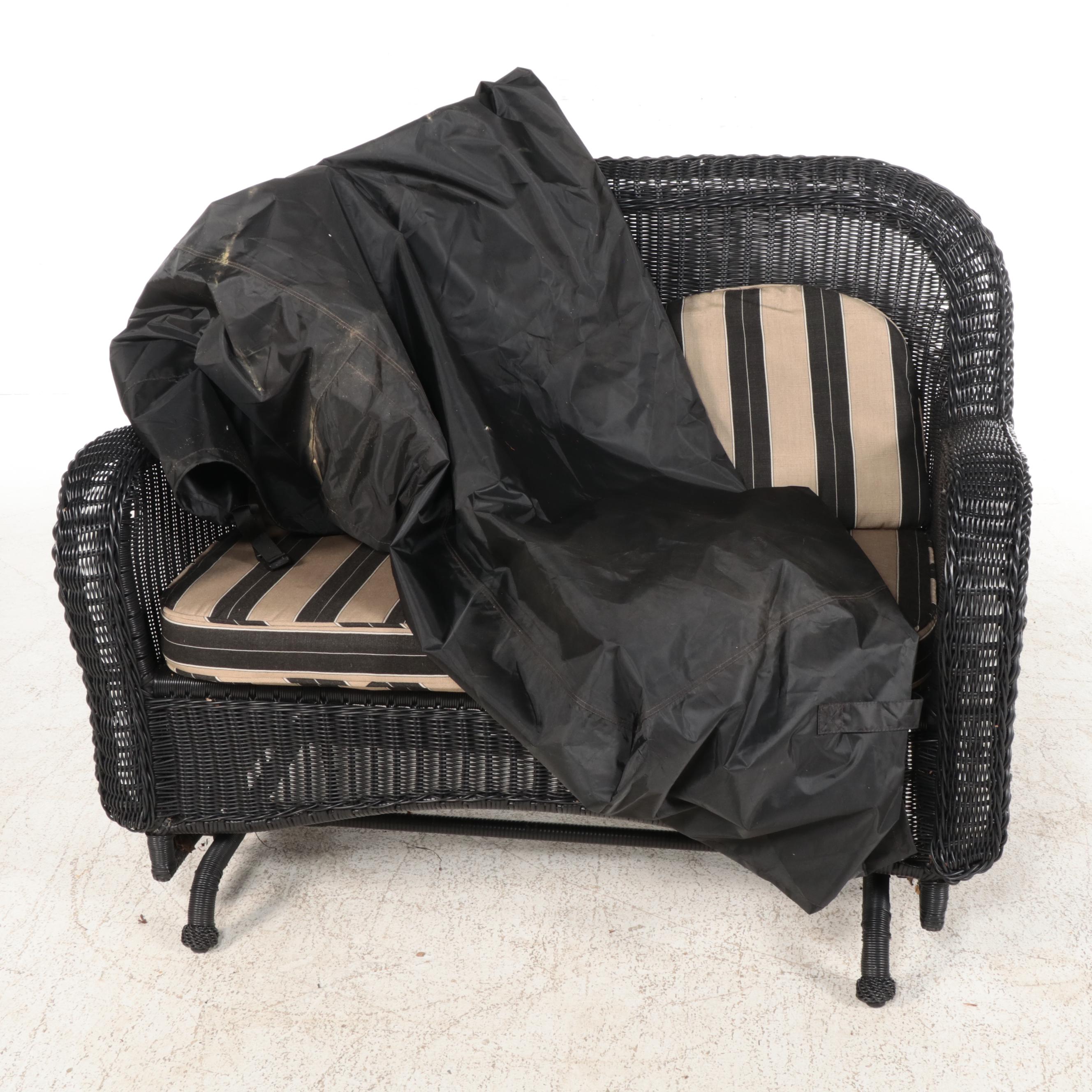 Contemporary Resin Wicker Patio Glider Loveseat