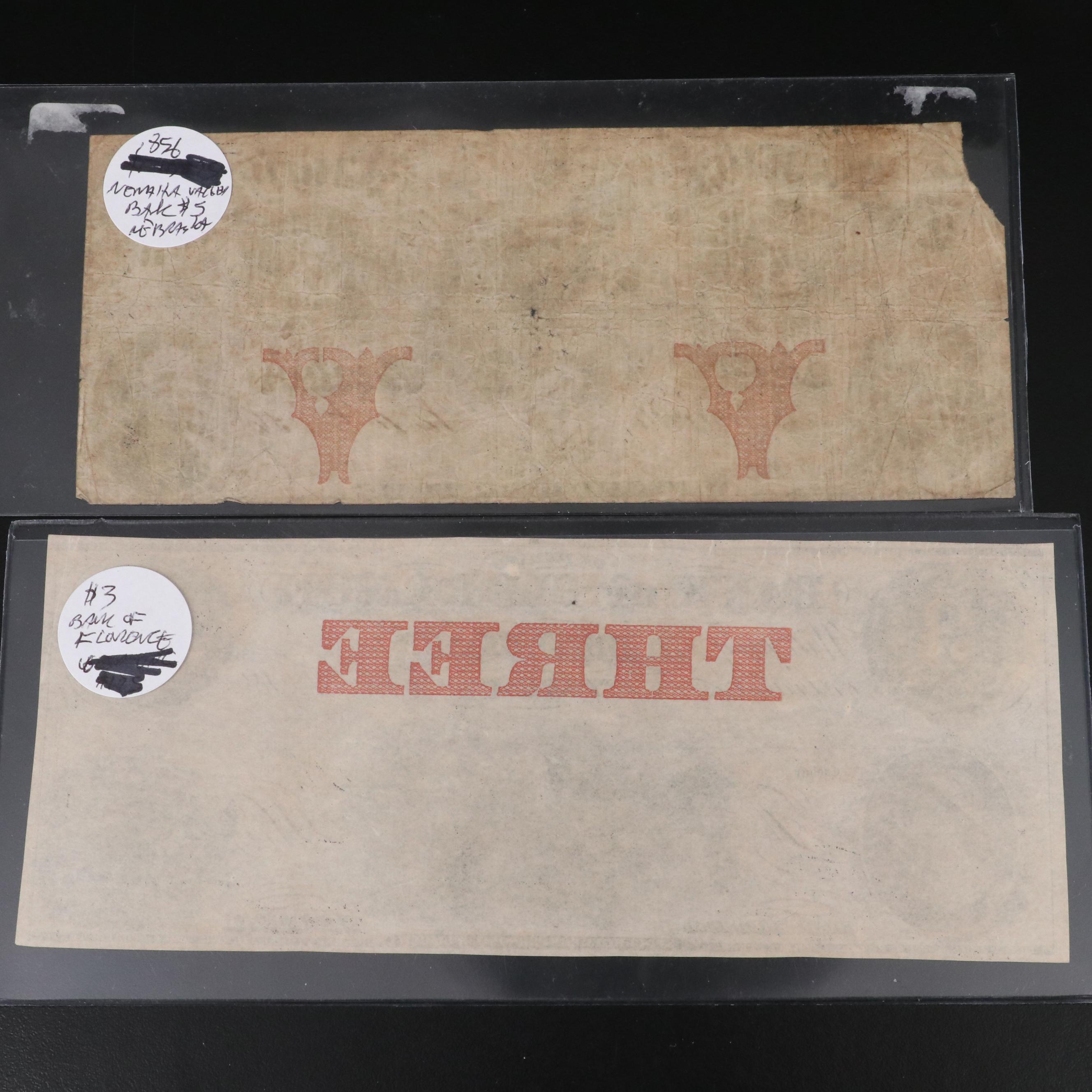 Four Obsolete Bank Notes From Iowa and Nebraska All Before the Civil War