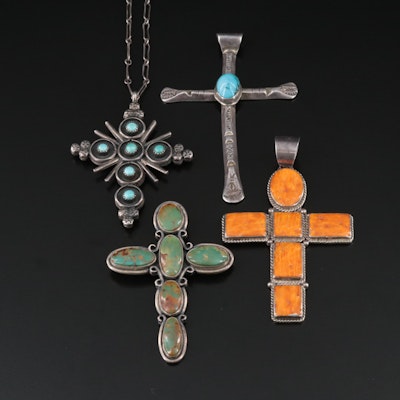Joe Piaso Jr. Navajo Diné and Sterling Featured in Southwestern Cross Jewelry