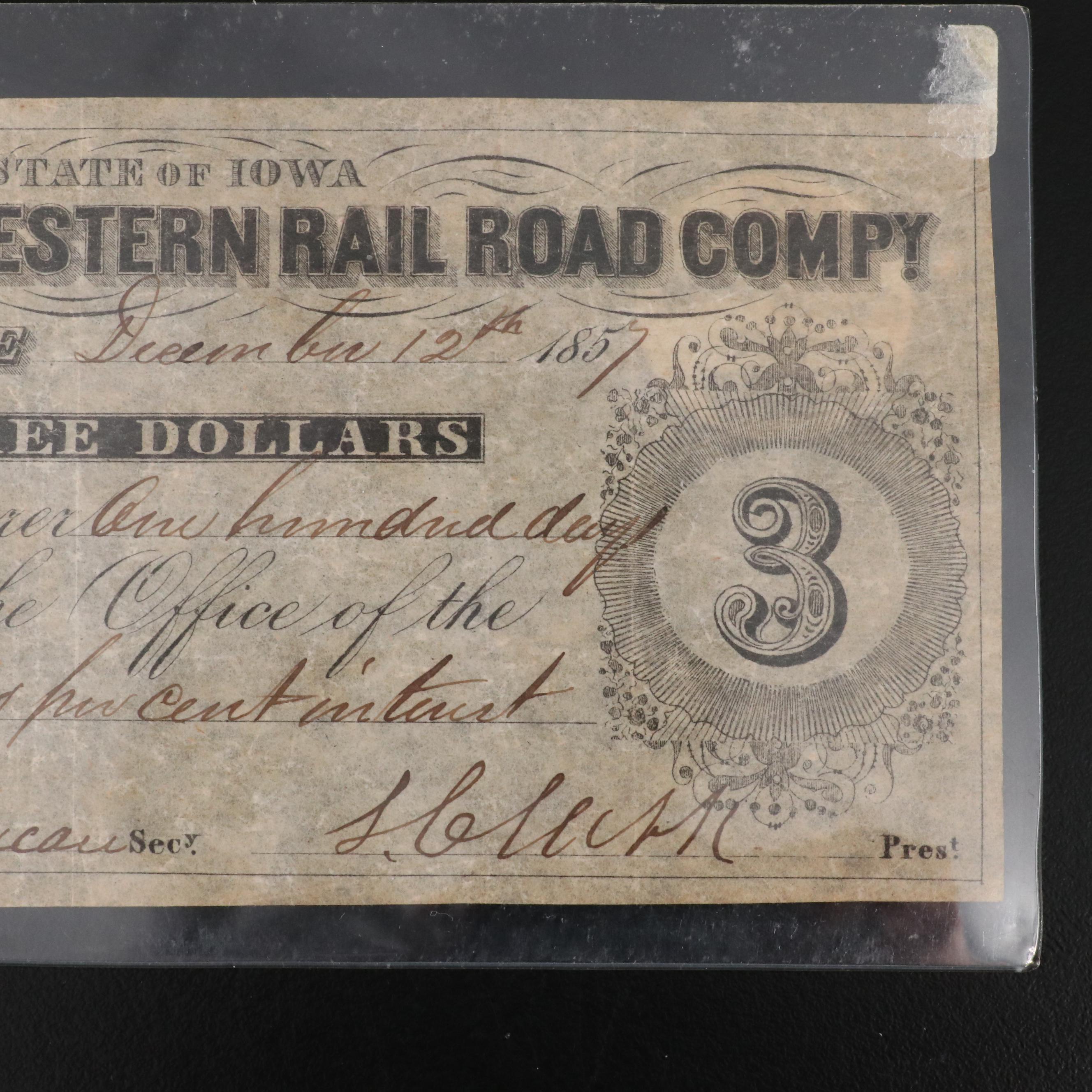 Four Obsolete Bank Notes From Iowa and Nebraska All Before the Civil War